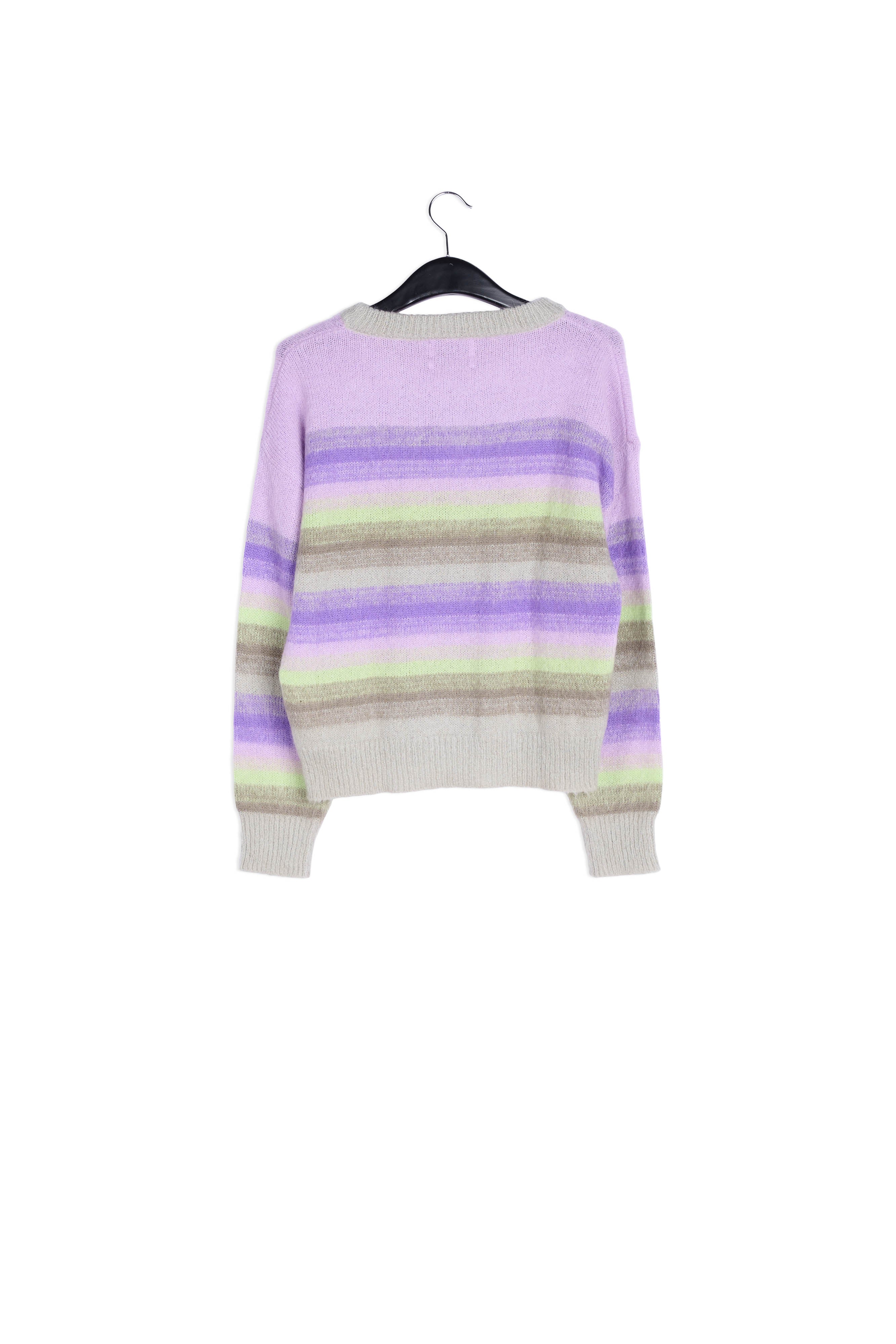 Purple, mint green and beige striped knit sweater RE—SSENTIEL | Essentiel second hand