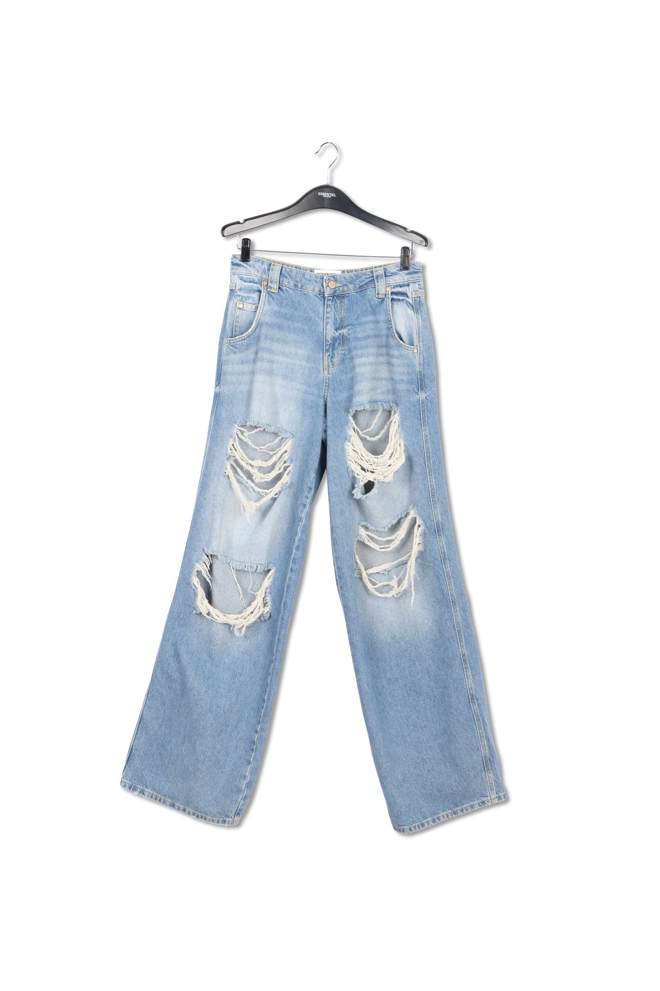 Distressed wide-leg blue jeans RE—SSENTIEL | Essentiel second hand