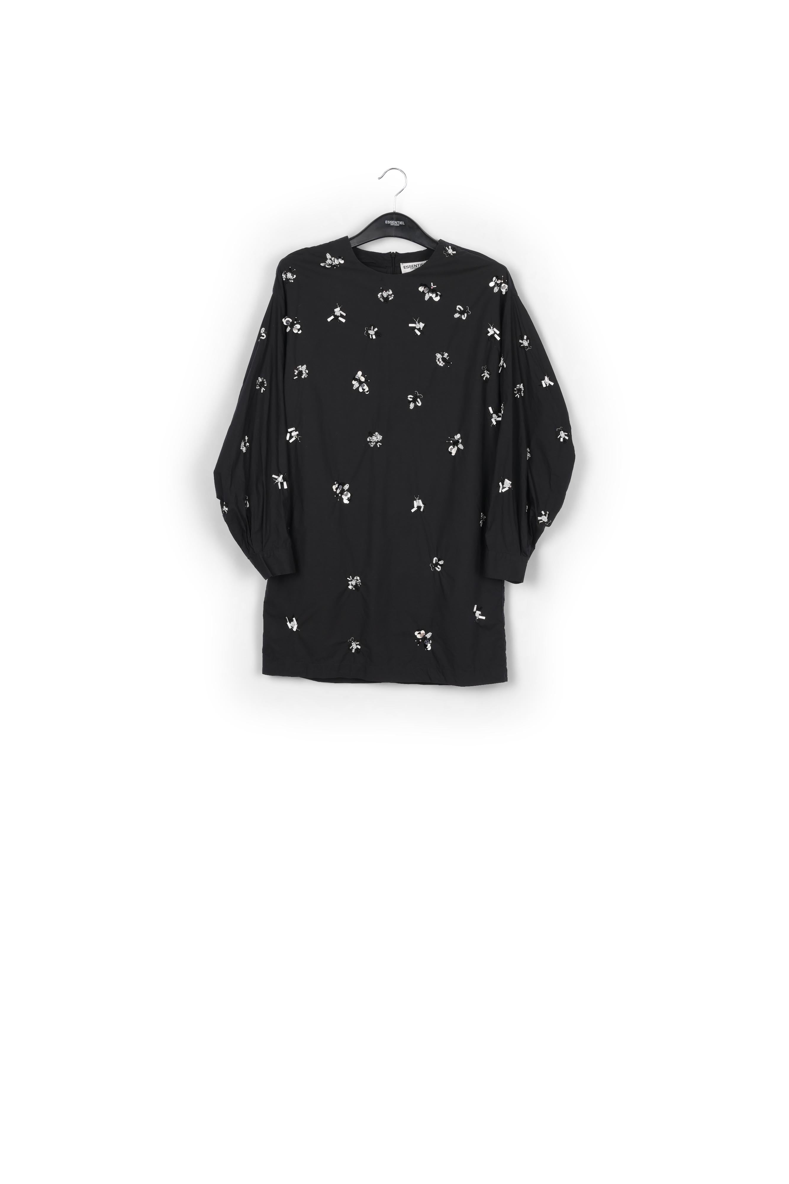 Black cotton-polin dress with sequin details RE—SSENTIEL | Essentiel second hand