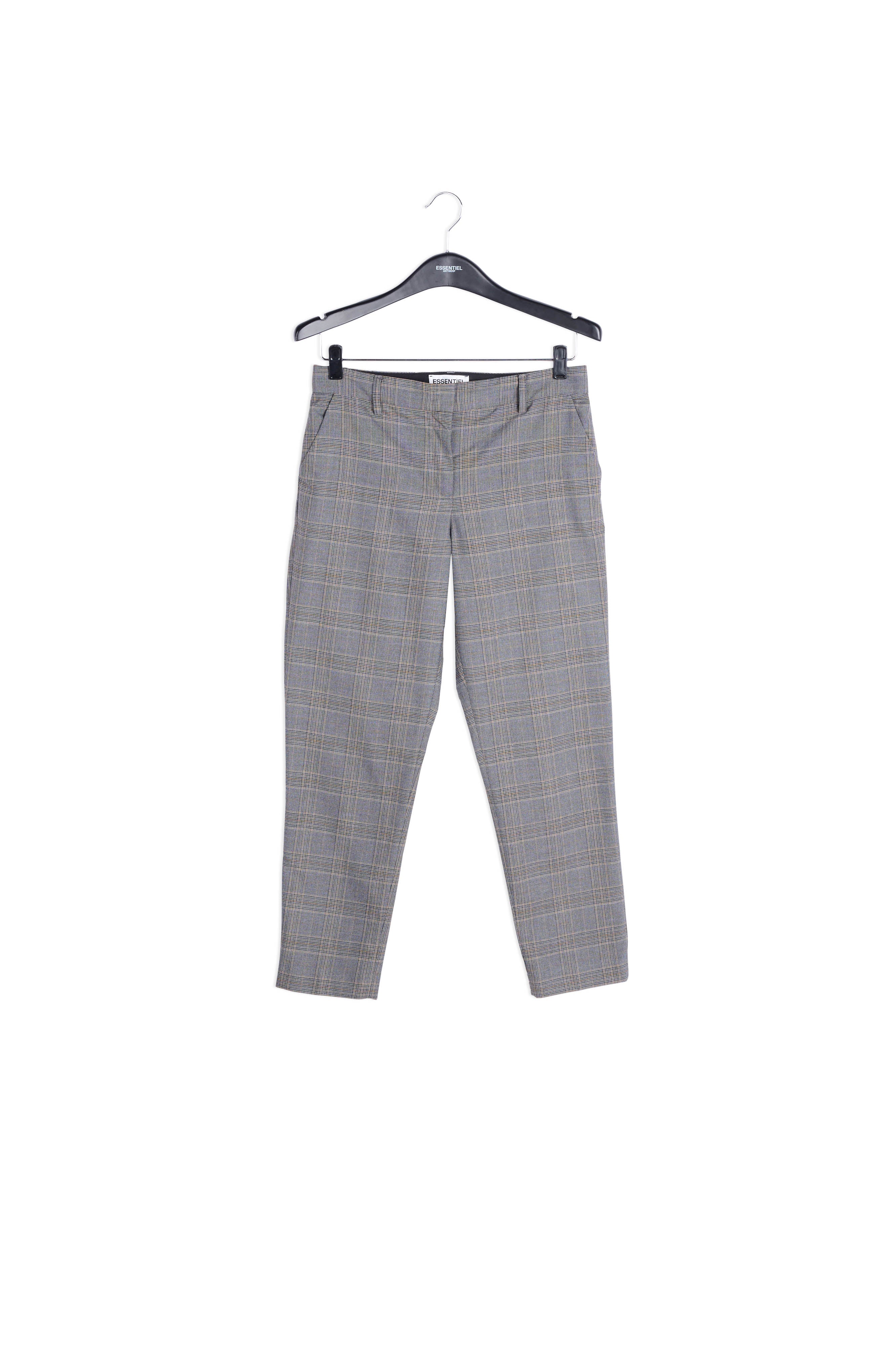 Pantalon gris 7/8me fuselé à carreaux RE—SSENTIEL | Essentiel second hand