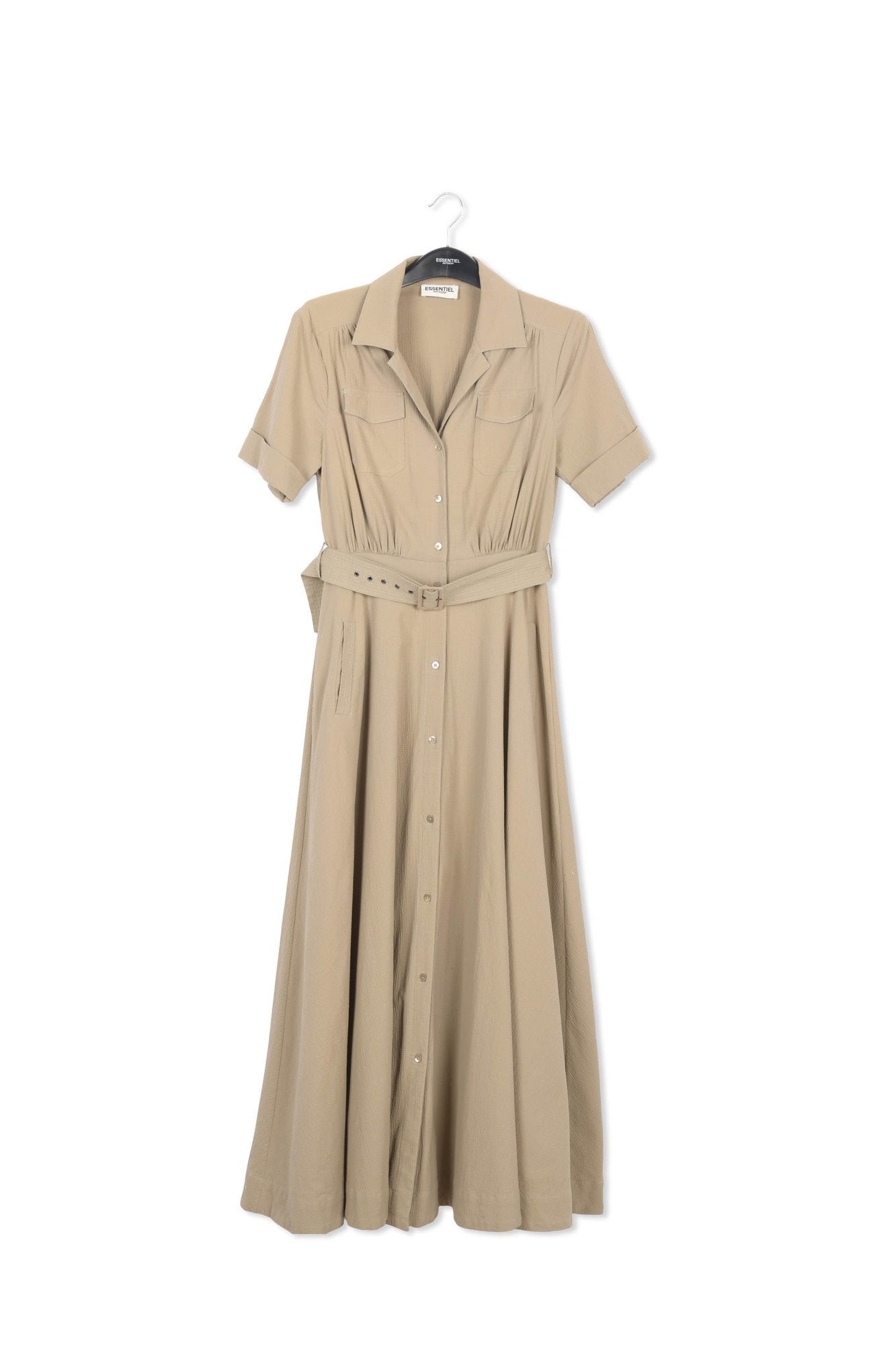 Maxi robe chemise kaki RE—SSENTIEL | Essentiel second hand