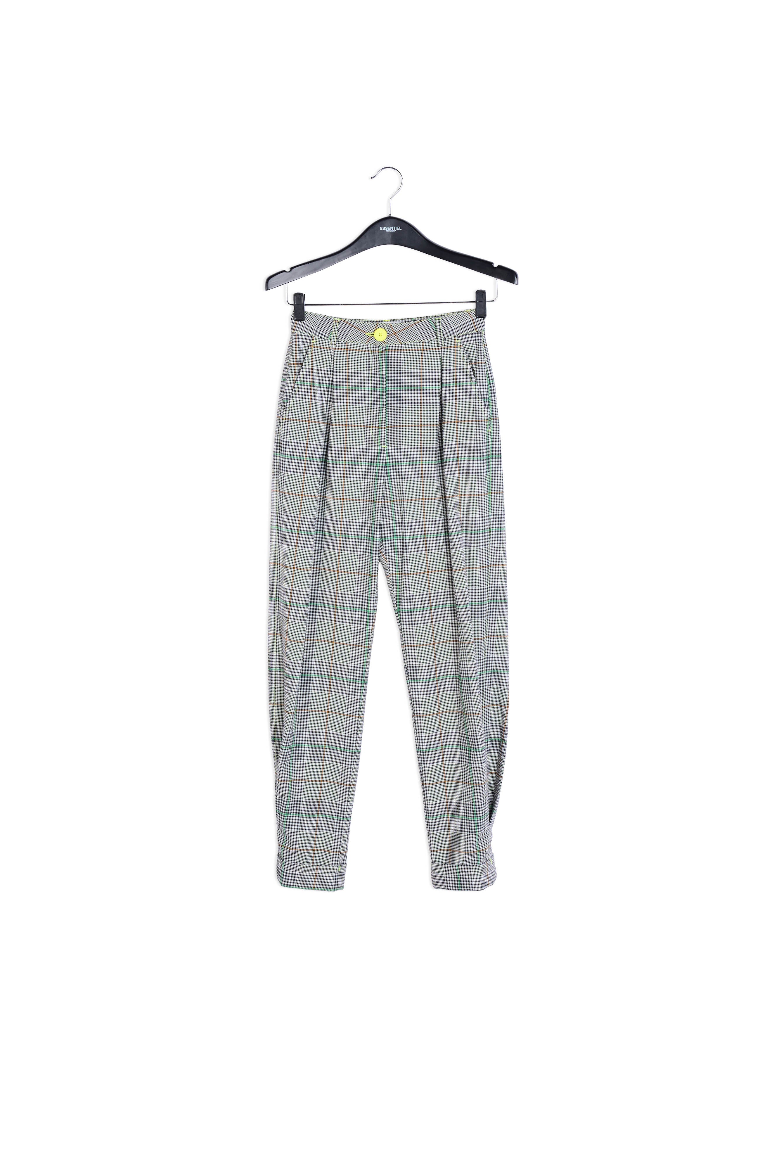 Off-white plaid high-rise pants RE—SSENTIEL | Essentiel second hand