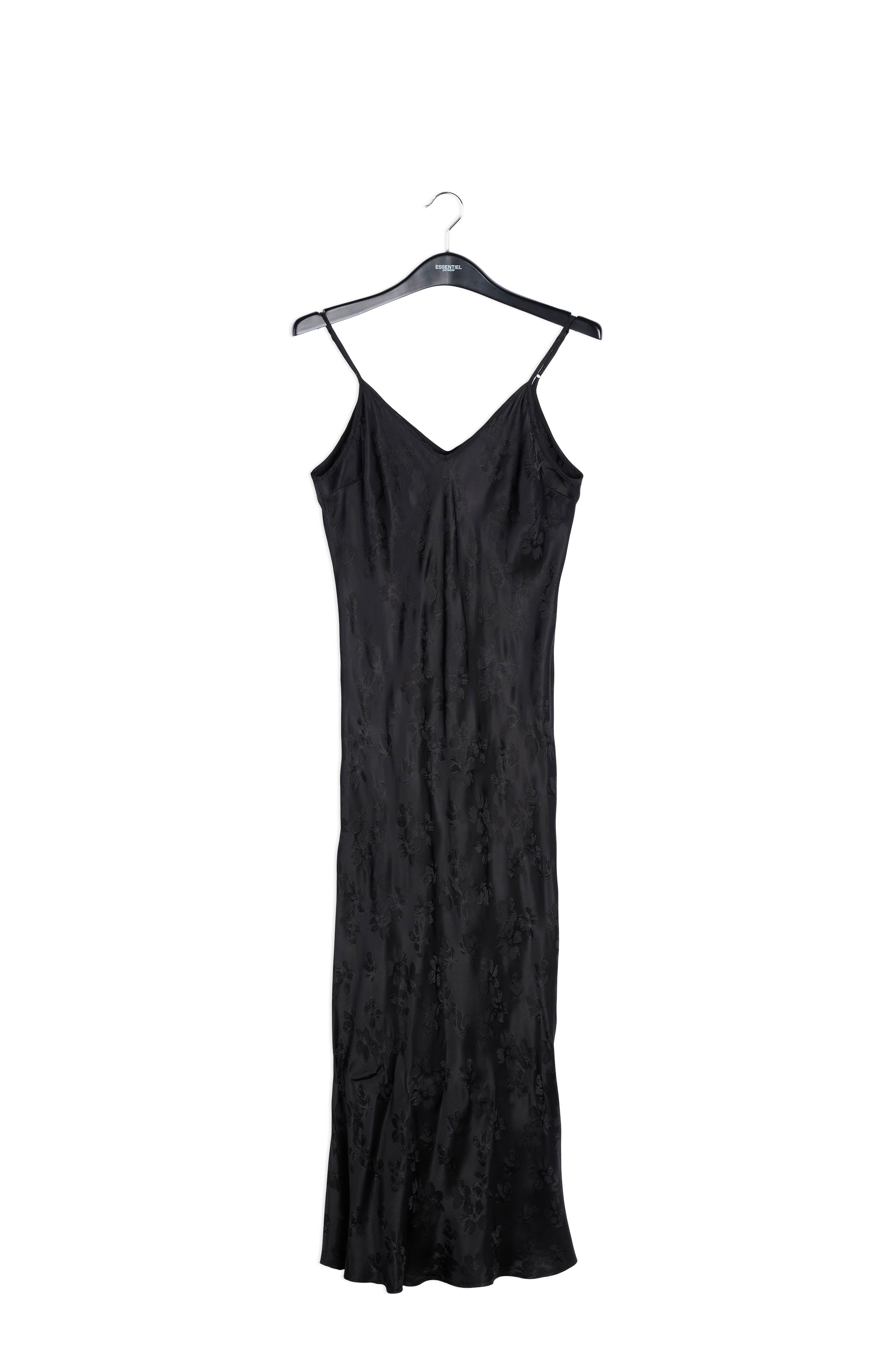 Black floral-print jacquard slip dress RE—SSENTIEL | Essentiel second hand