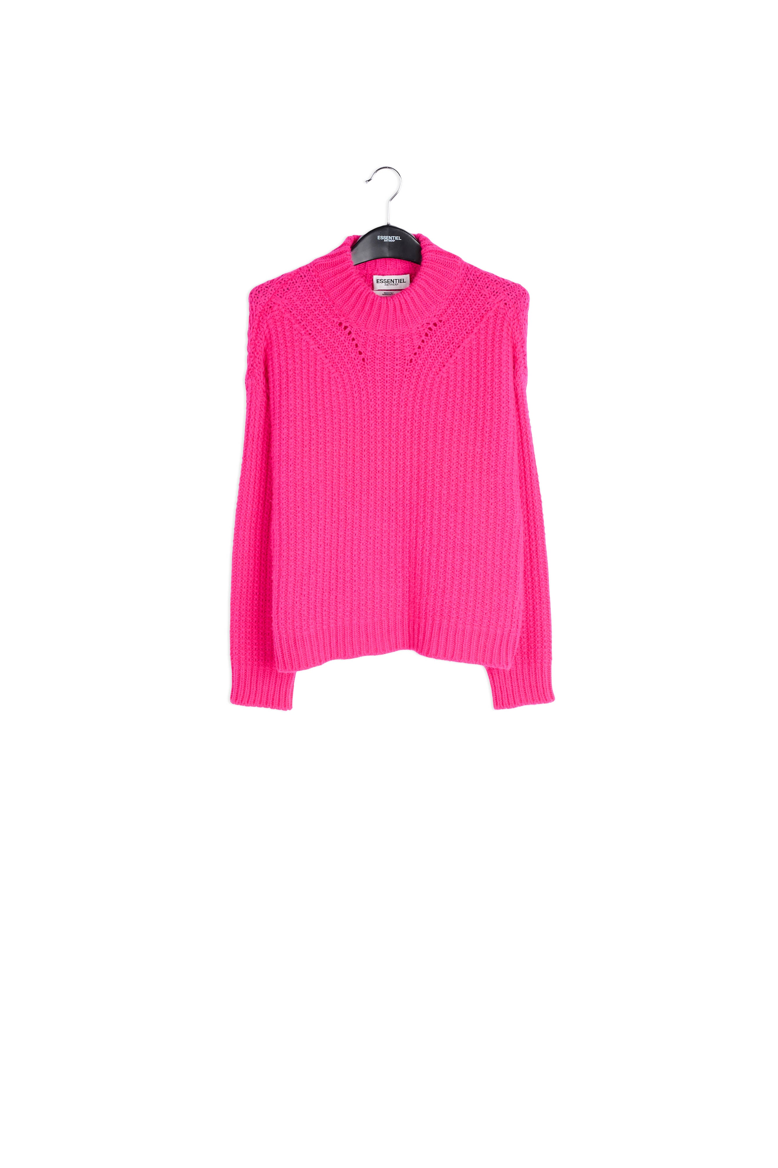 Fuchsia knitted boxy sweater RE—SSENTIEL | Essentiel second hand