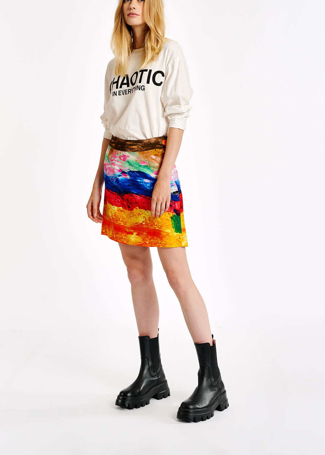 Colorful paint stroke print A-line mini skirt RE—SSENTIEL | Essentiel second hand