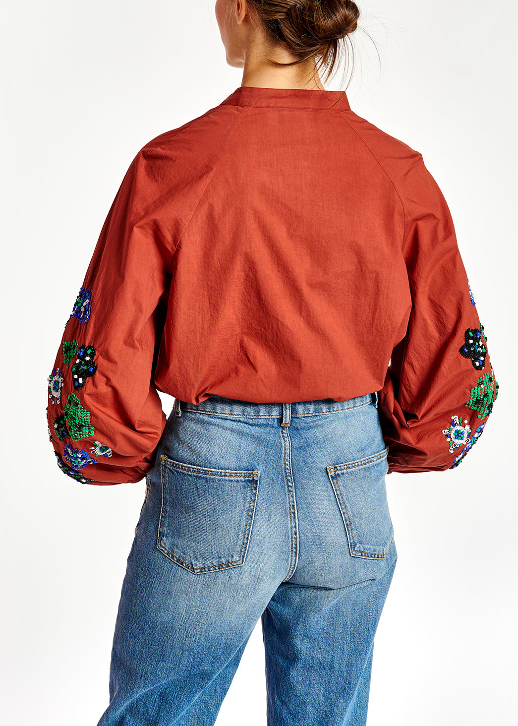 Burgundy sequin-embroidered shirt RE—SSENTIEL | Essentiel second hand