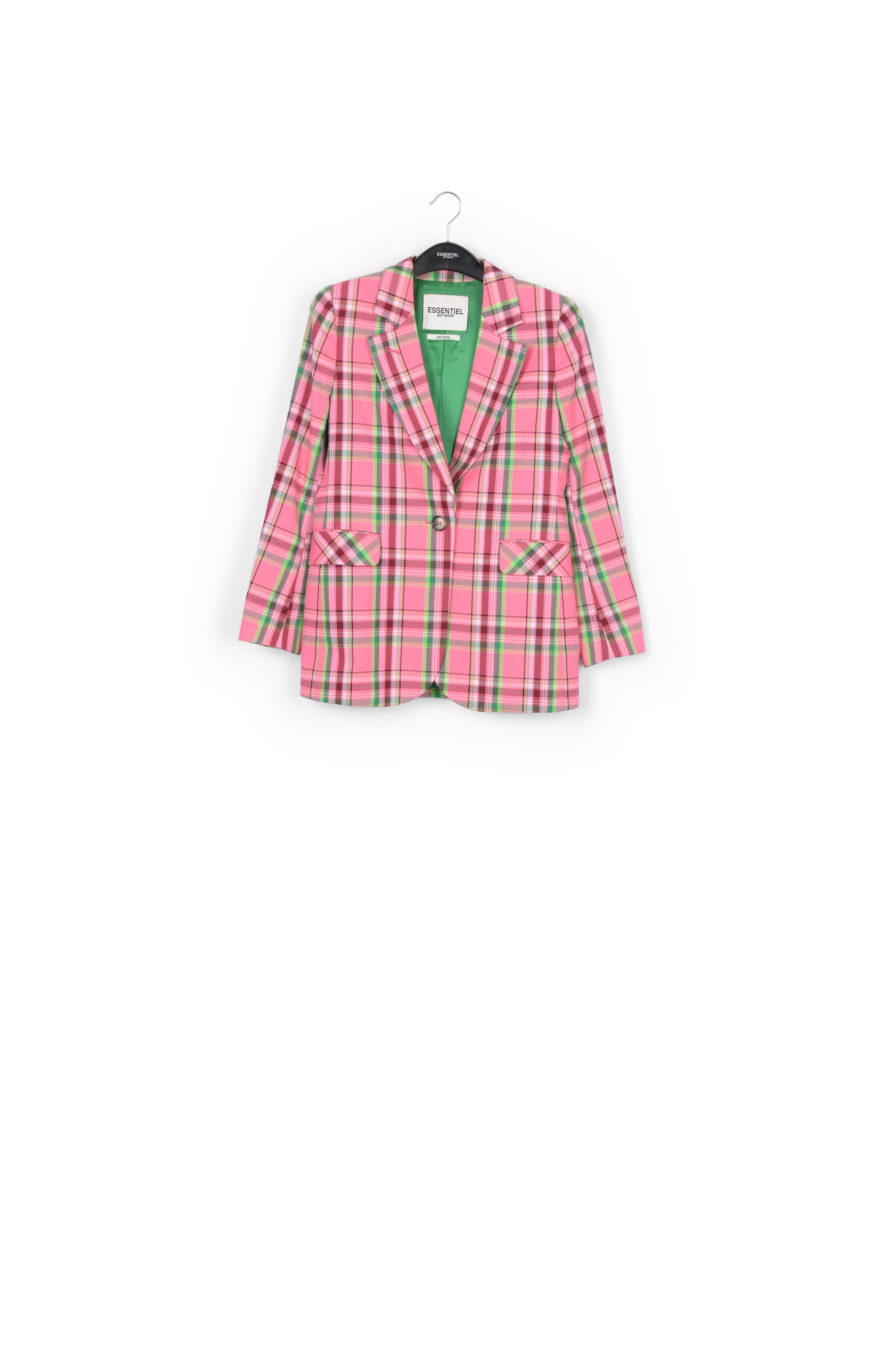 Pink plaid pattern blazer RE—SSENTIEL | Essentiel second hand