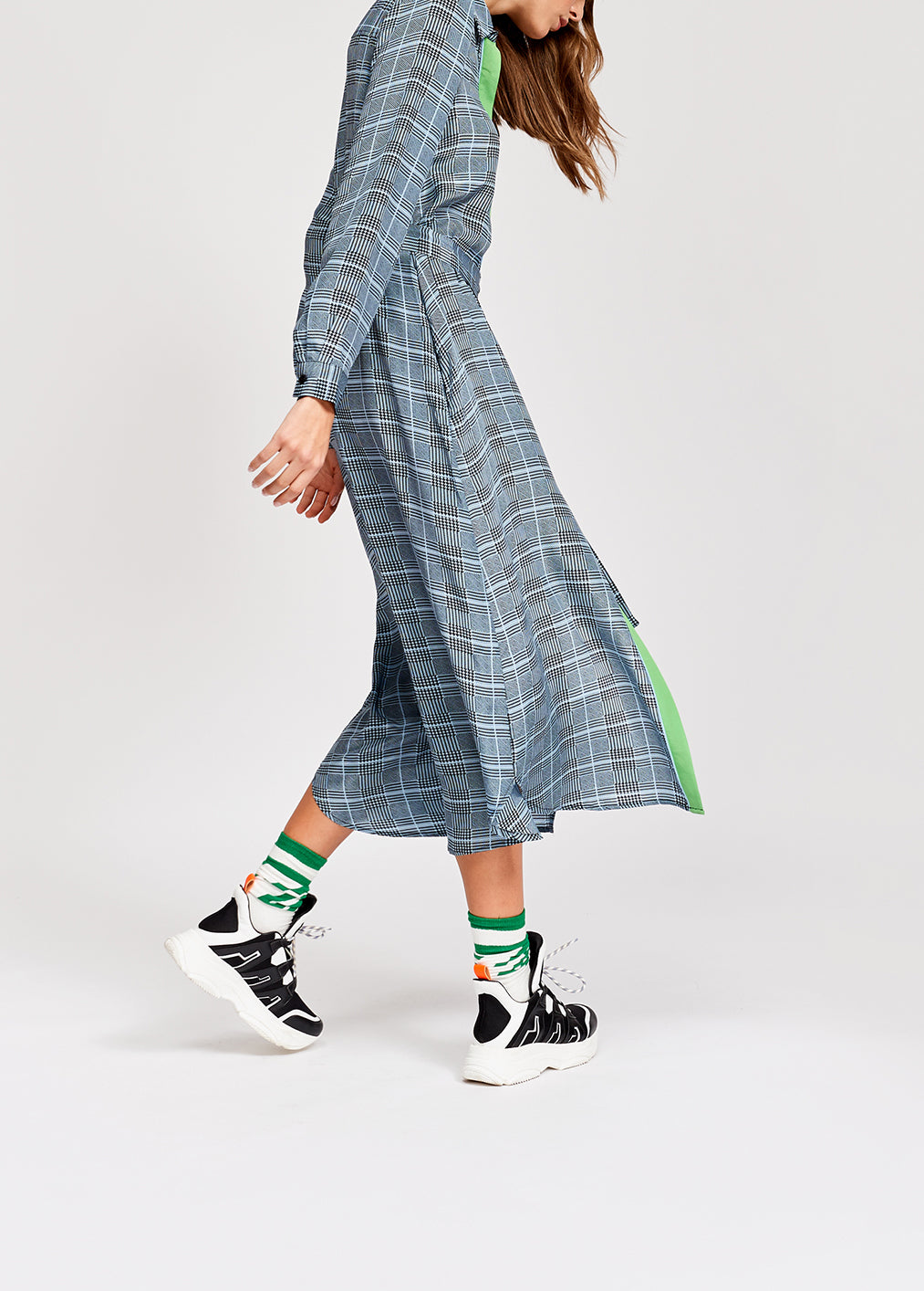 Large check silk shirt dress RE—SSENTIEL | Essentiel second hand