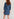 Dark blue perforated denim puffed sleeves mini dress Faume - seconde main