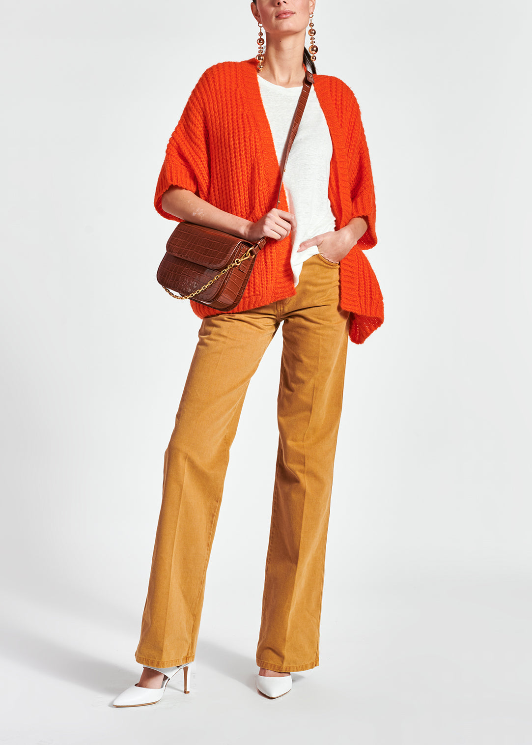 Cardigan orange en mohair mélangé RE—SSENTIEL | Essentiel second hand