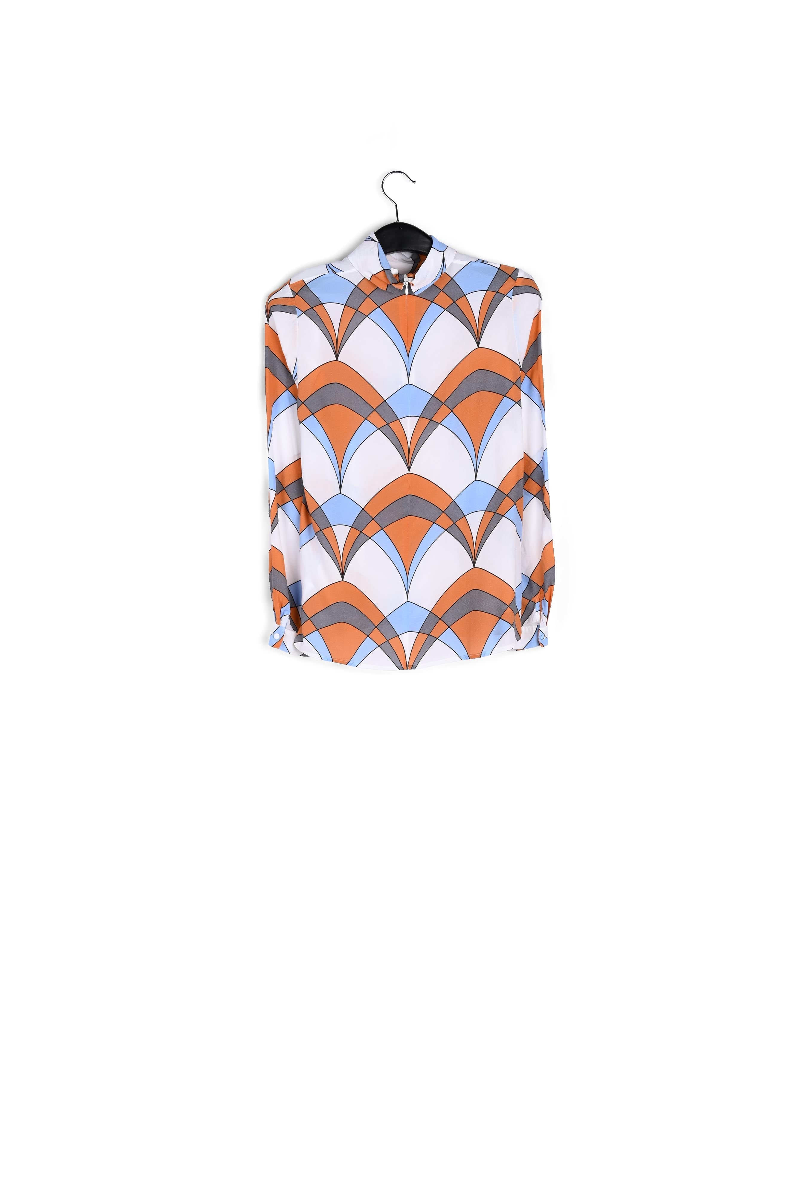 Lichtblauwe blouse met grafische print RE—SSENTIEL | Essentiel second hand