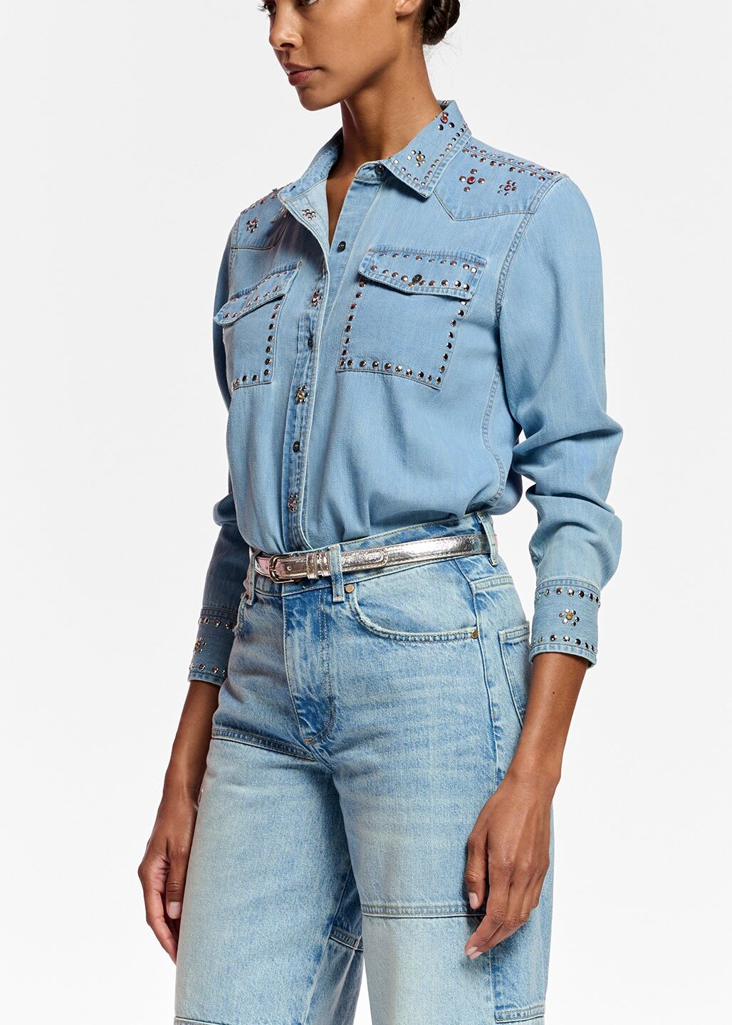 Straight-leg patchwork blue jeans RE—SSENTIEL | Essentiel second hand