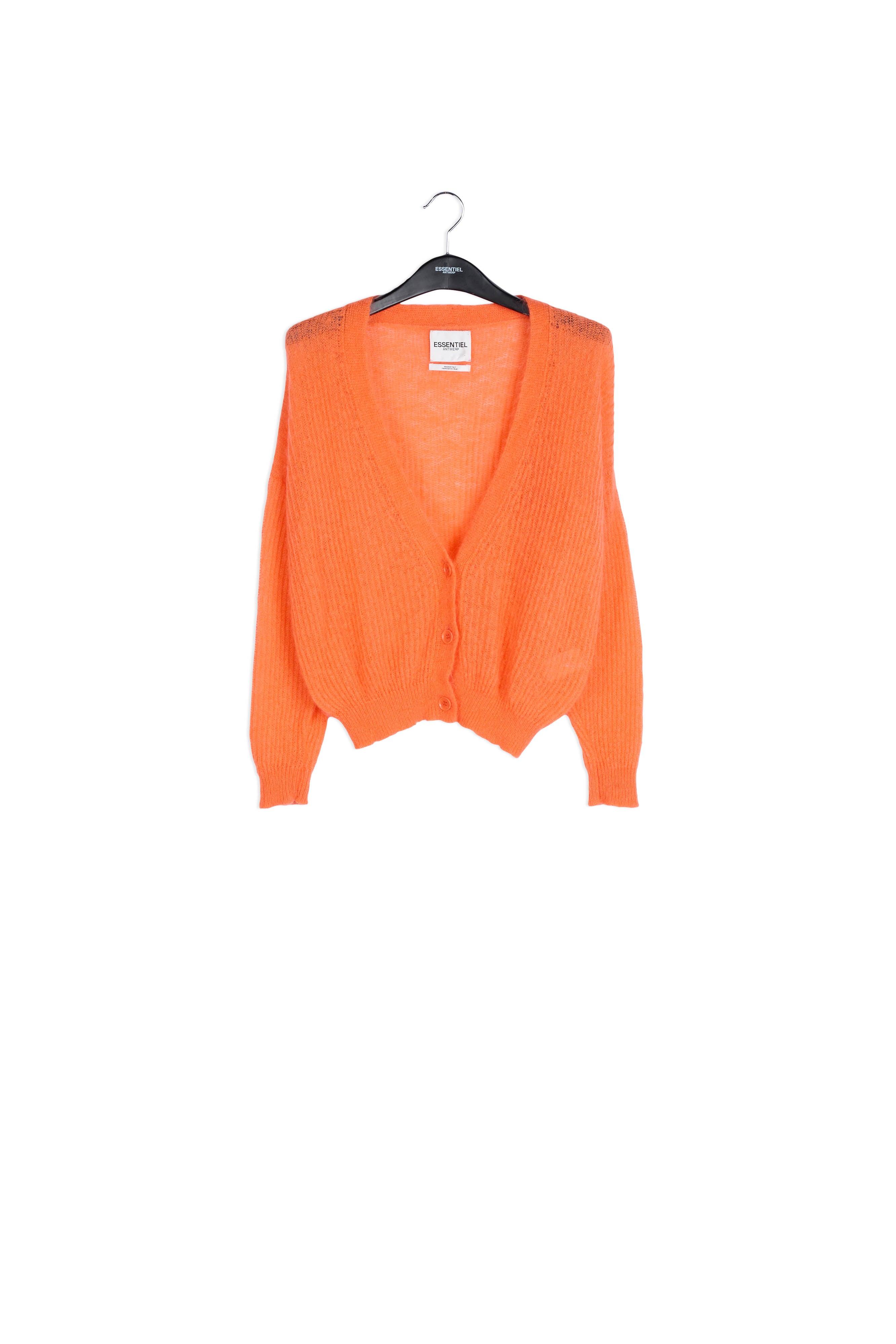 Orange ribbed knit cardigan with mohair RE—SSENTIEL | Essentiel second hand