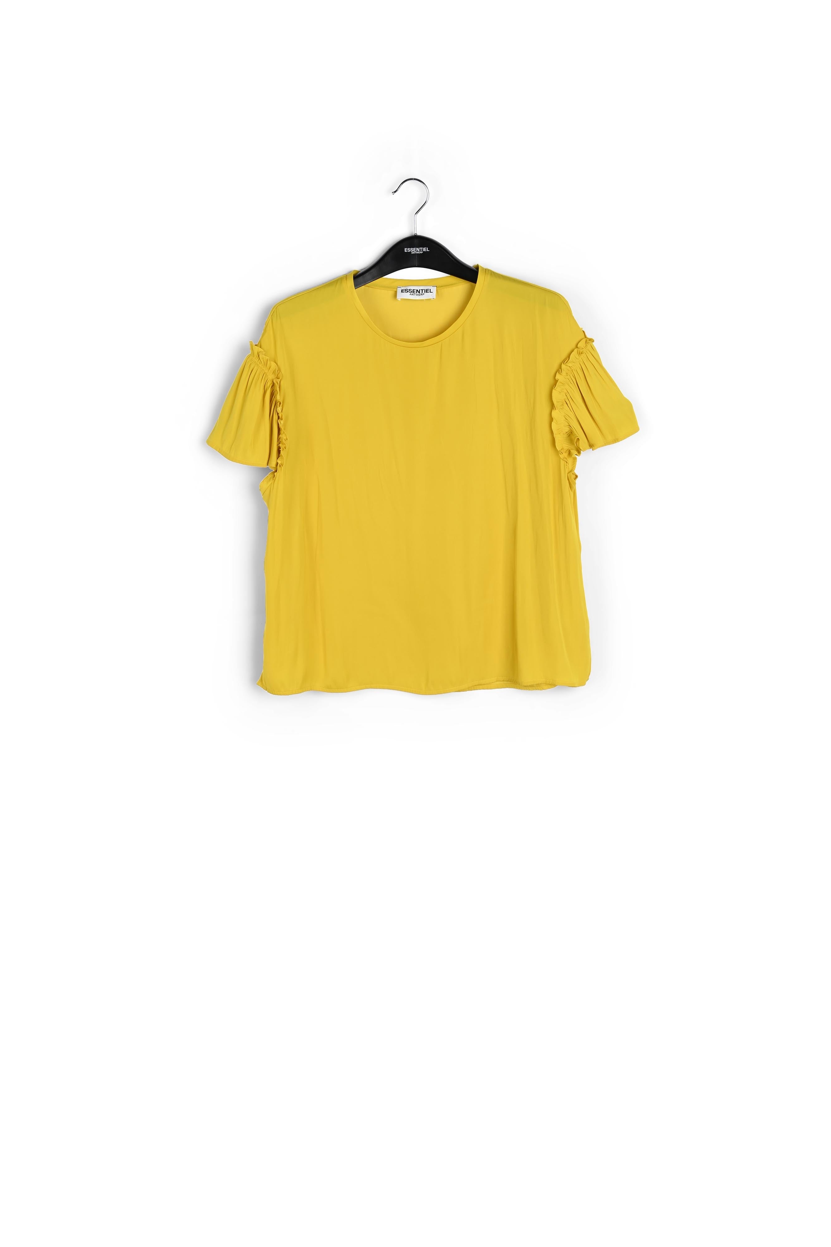 Gele top met korte ruchemouwen RE—SSENTIEL | Essentiel second hand