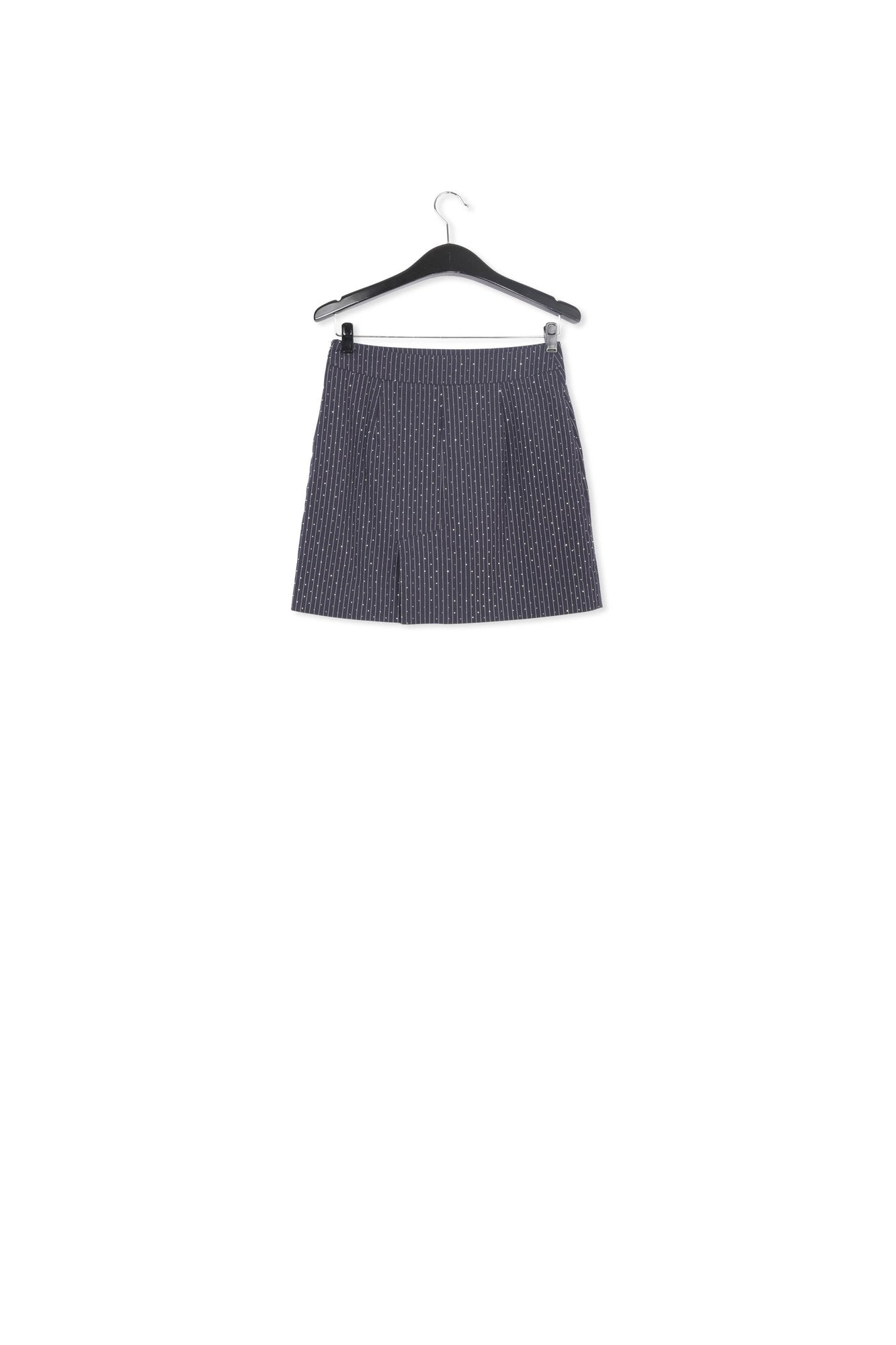 Navy blue pinstriped mini skirt with rhinestone embellishments RE—SSENTIEL | Essentiel second hand