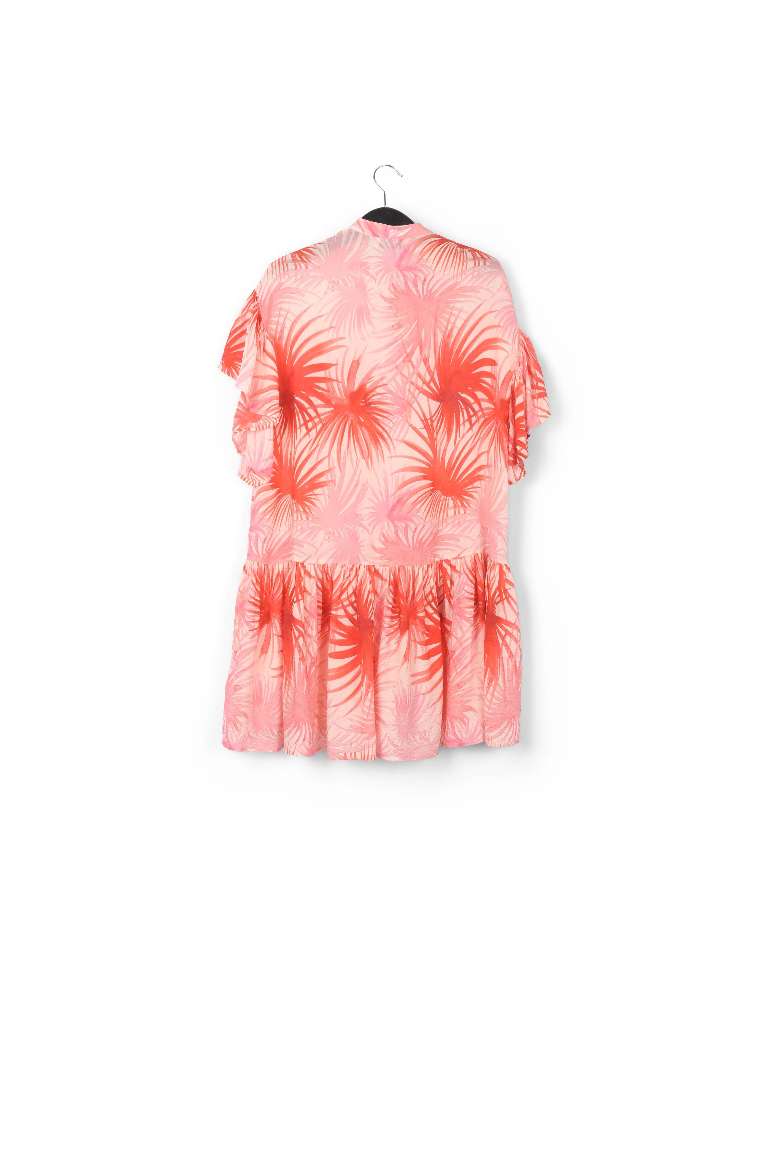 Orange viscose-silk palm leaf print mini dress RE—SSENTIEL | Essentiel second hand