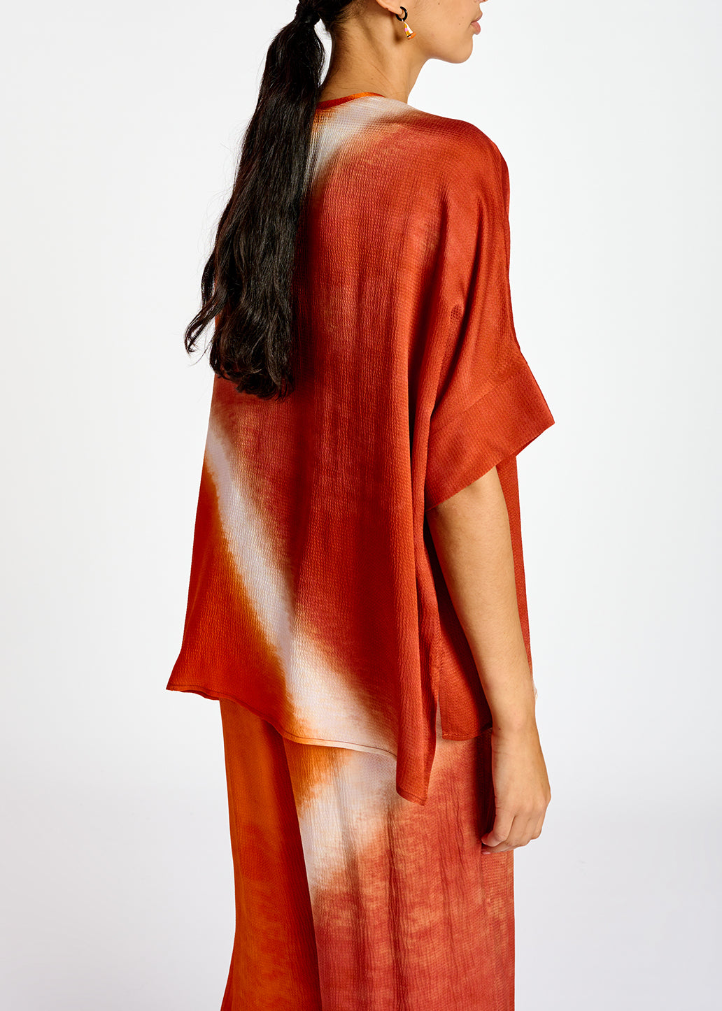 Orange boxy tie-dye print top RE—SSENTIEL | Essentiel second hand