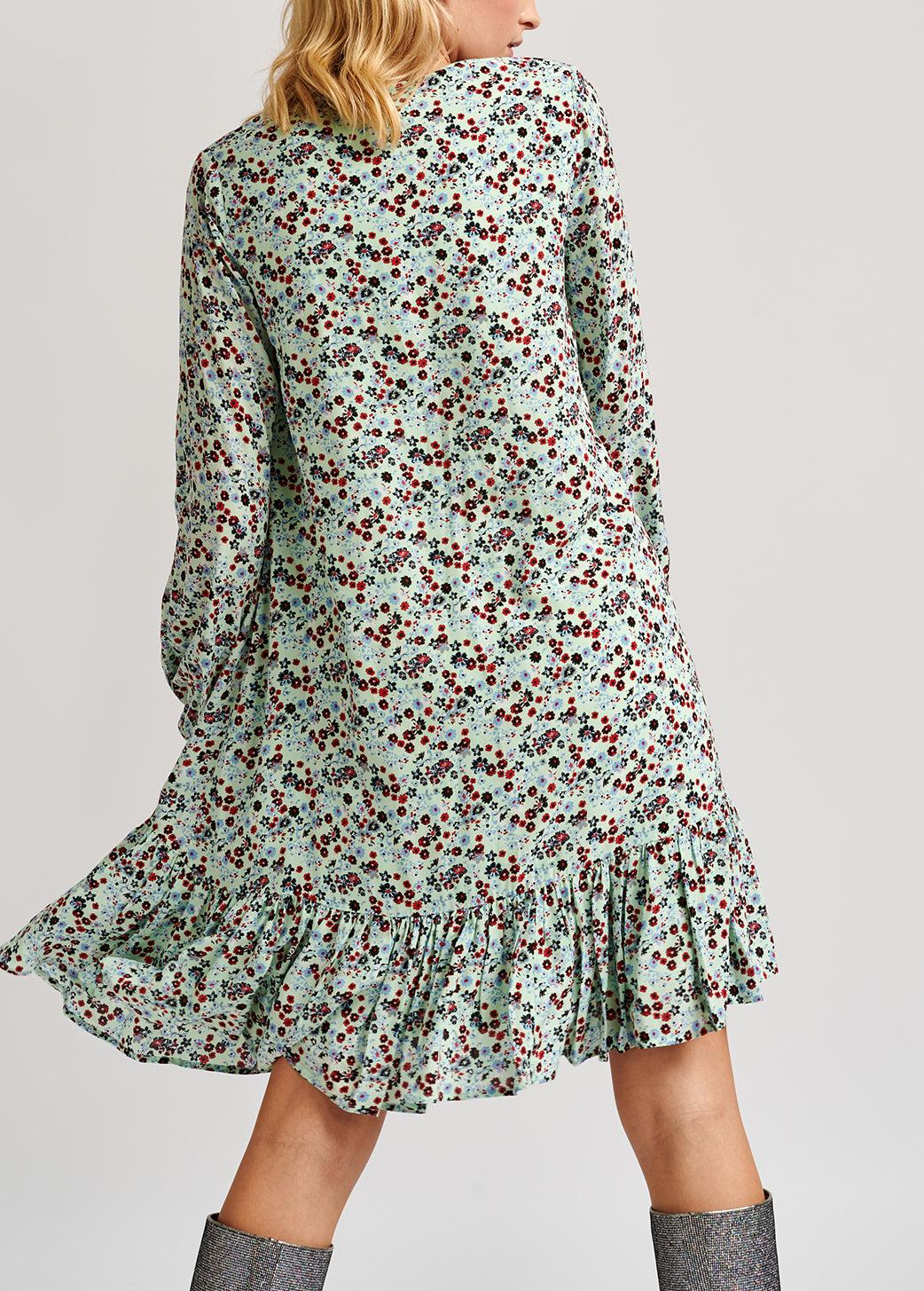 Mint green floral-print wrap mini dress RE—SSENTIEL | Essentiel second hand