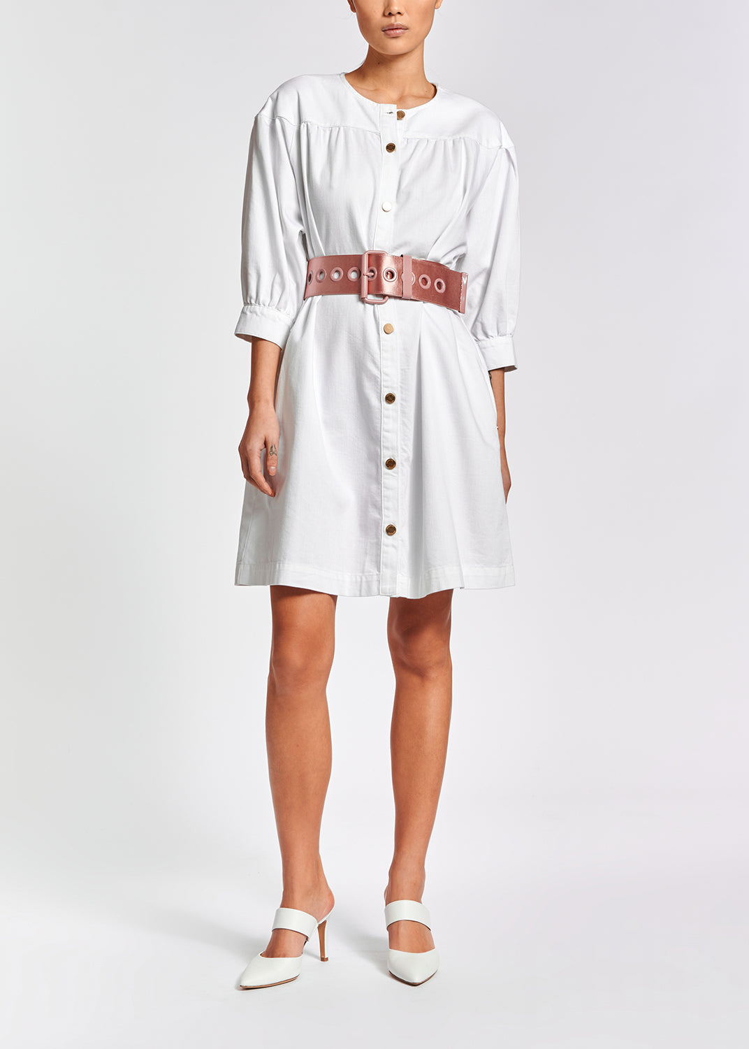 White denim mini dress RE—SSENTIEL | Essentiel second hand
