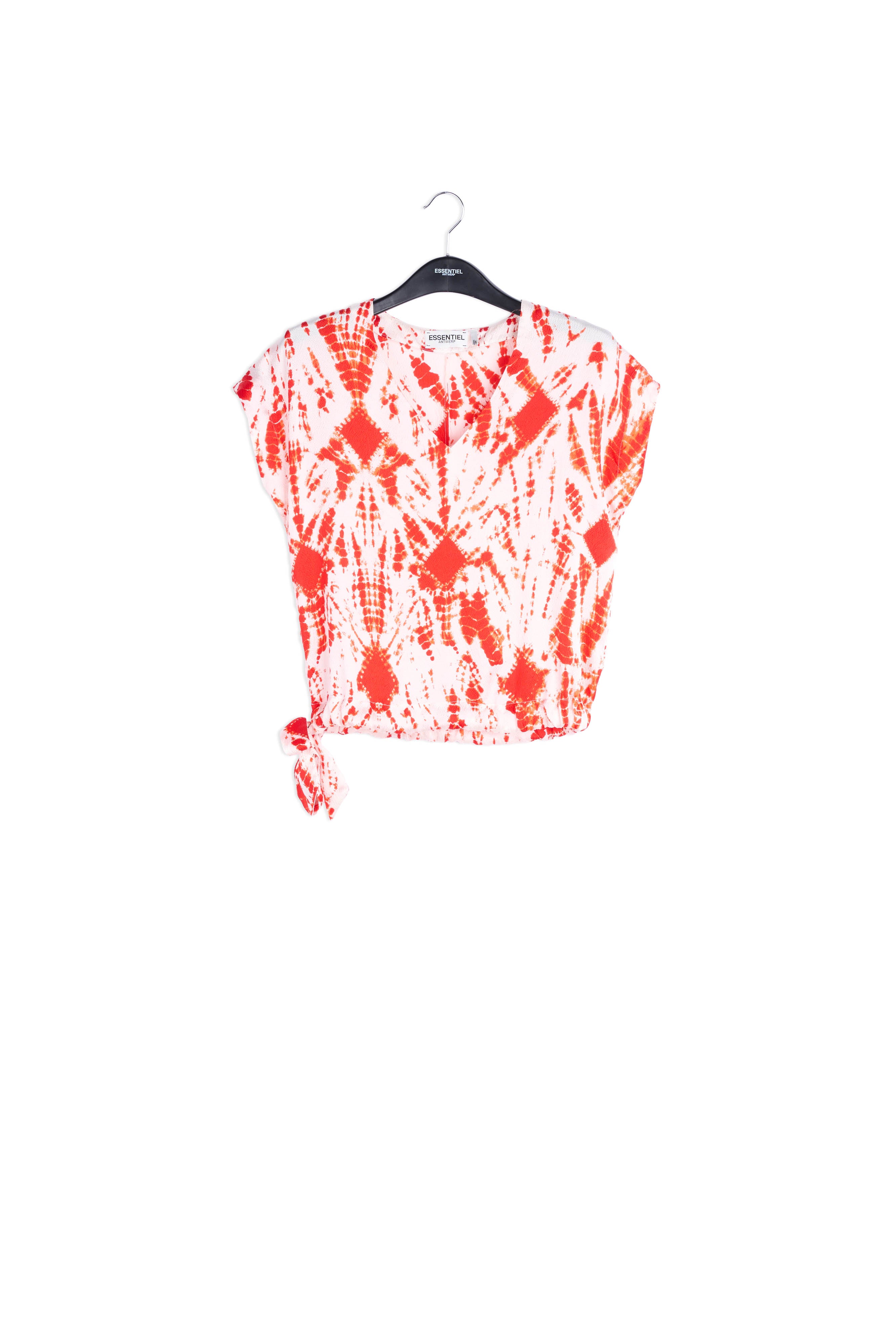 Gebroken witte en groene tie-dyed zijden top RE—SSENTIEL | Essentiel second hand