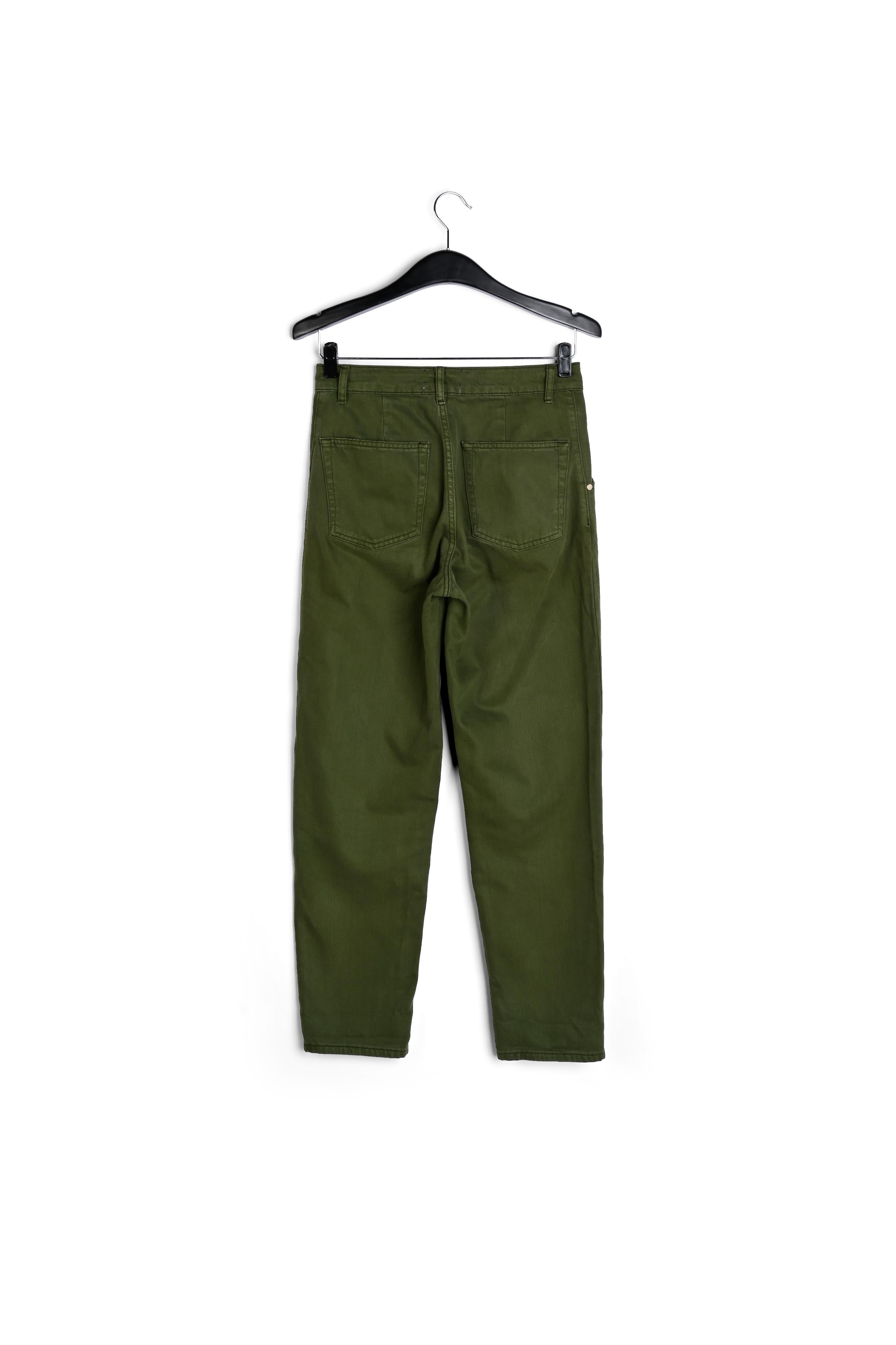 Dennengroene jeans met smal toelopende pijpen RE—SSENTIEL | Essentiel second hand