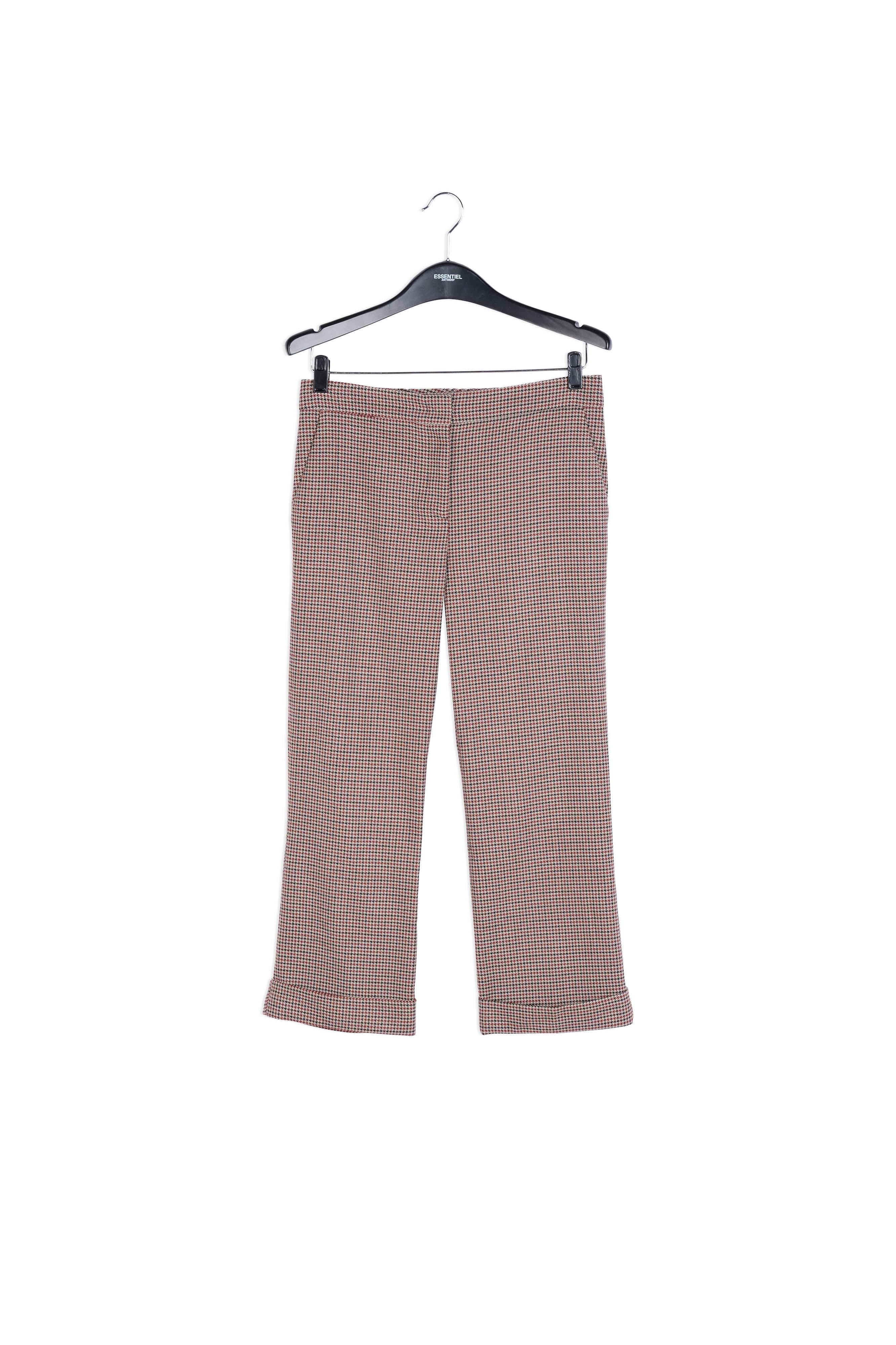 Pantalon 7/8ème pied-de-poule beige avec ourlet replié RE—SSENTIEL | Essentiel second hand