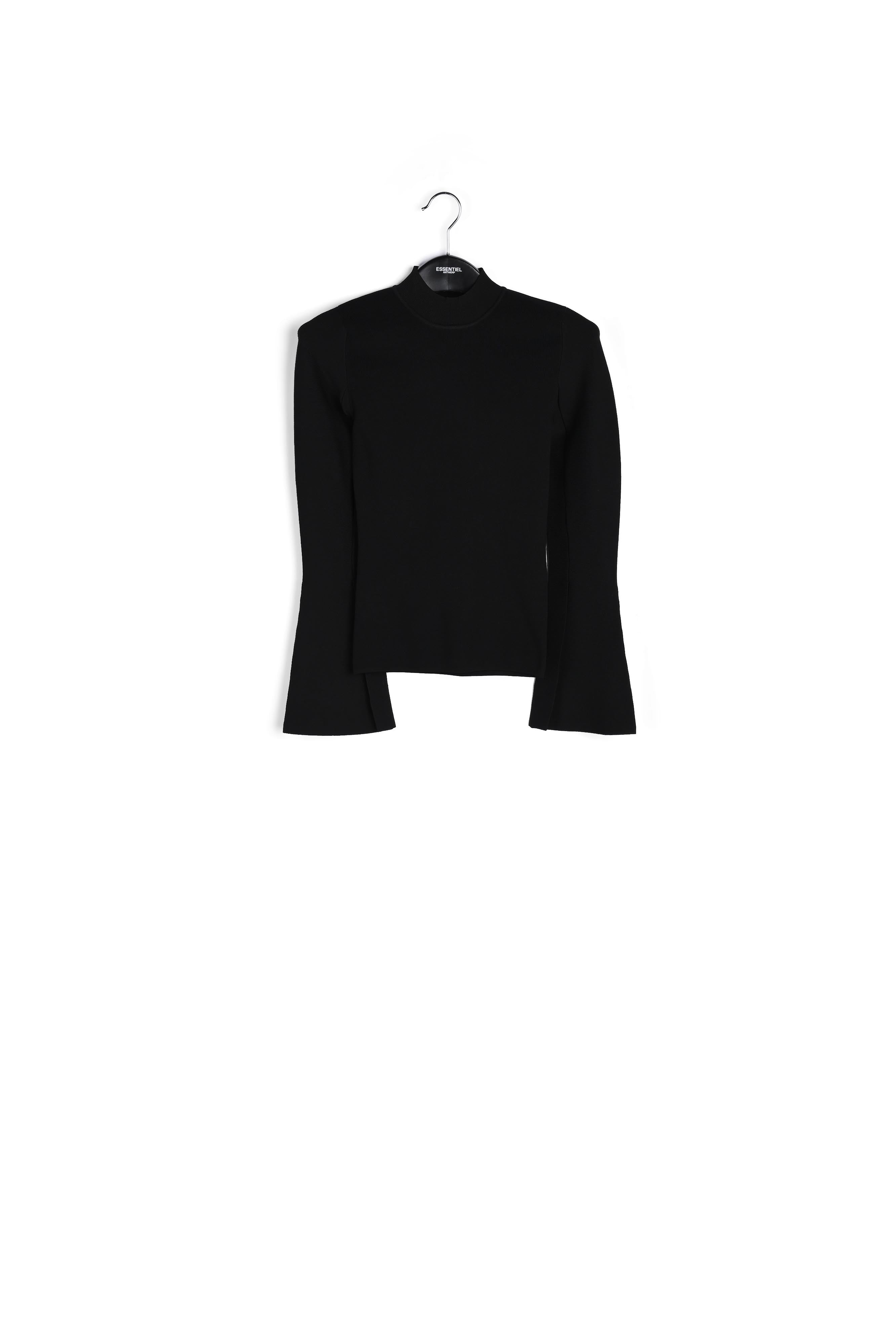 Black slim-fit knit sweater with trumpet sleeves RE—SSENTIEL | Essentiel second hand