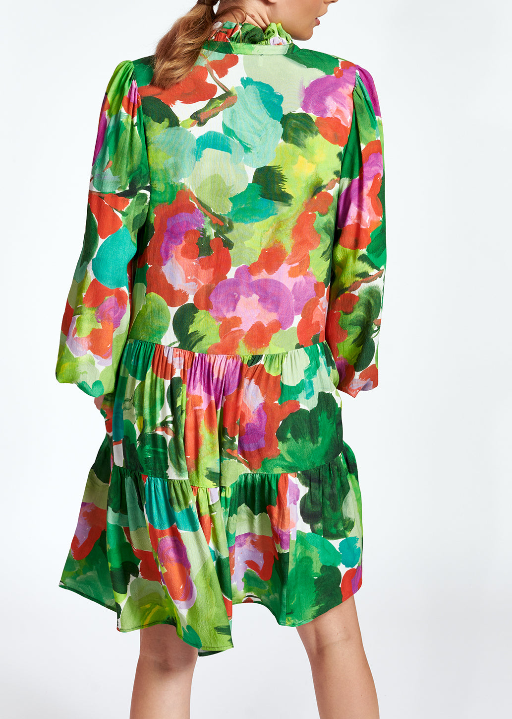 Green, red and purple watercolor-print mini dress RE—SSENTIEL | Essentiel second hand