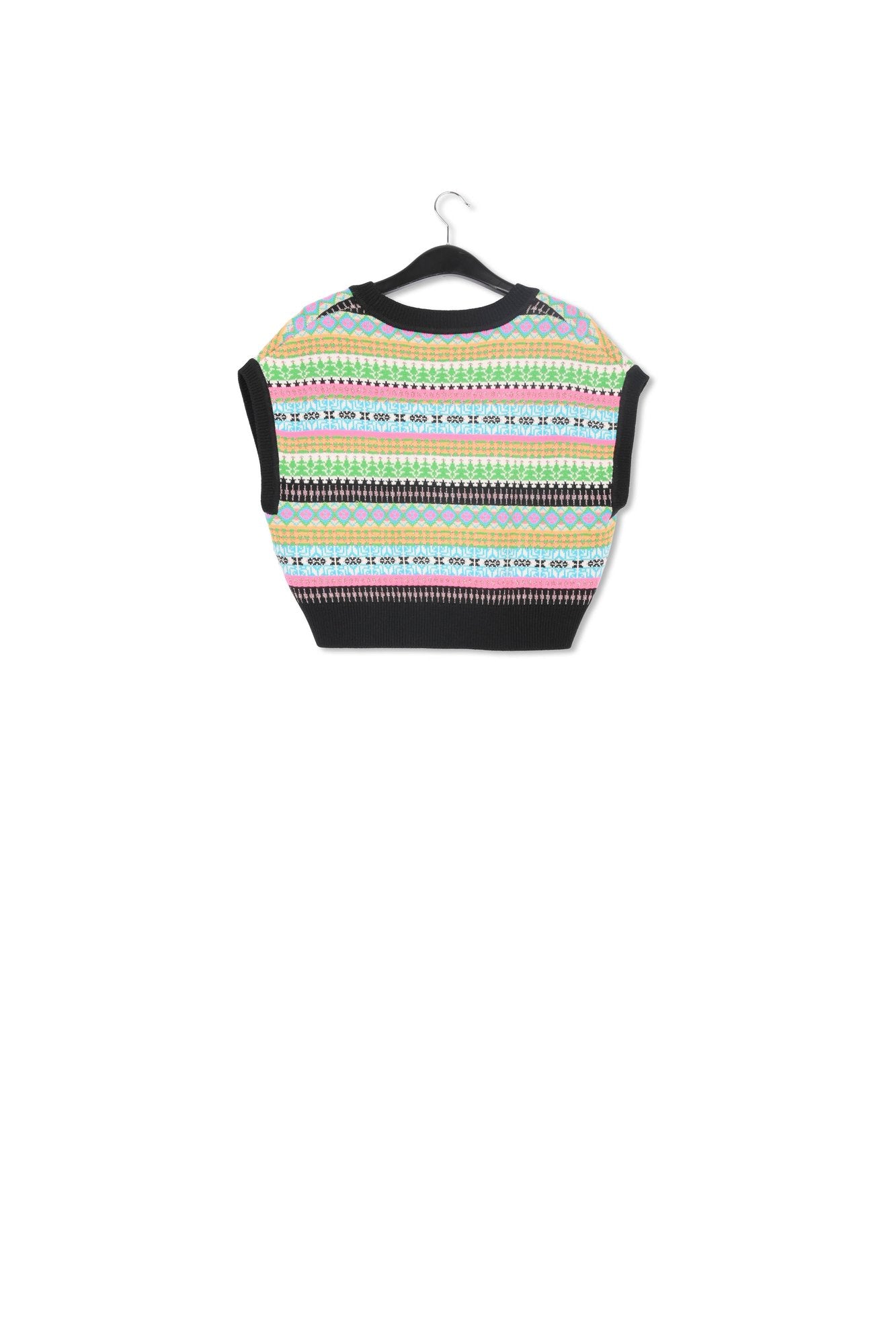 Multicolor jacquard-knit sleeveless sweater RE—SSENTIEL | Essentiel second hand