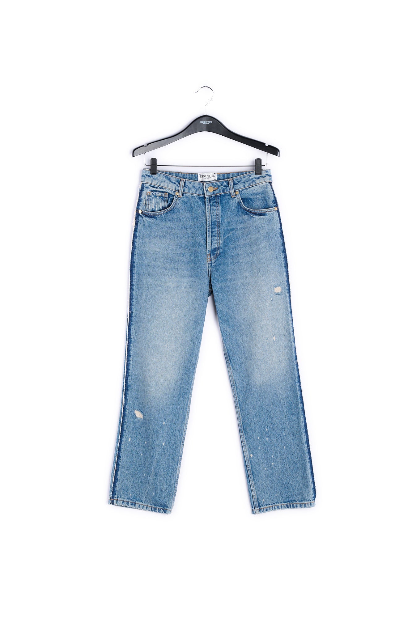 Donkerblauwe afgewassen jeans met hoge taille RE—SSENTIEL | Essentiel second hand