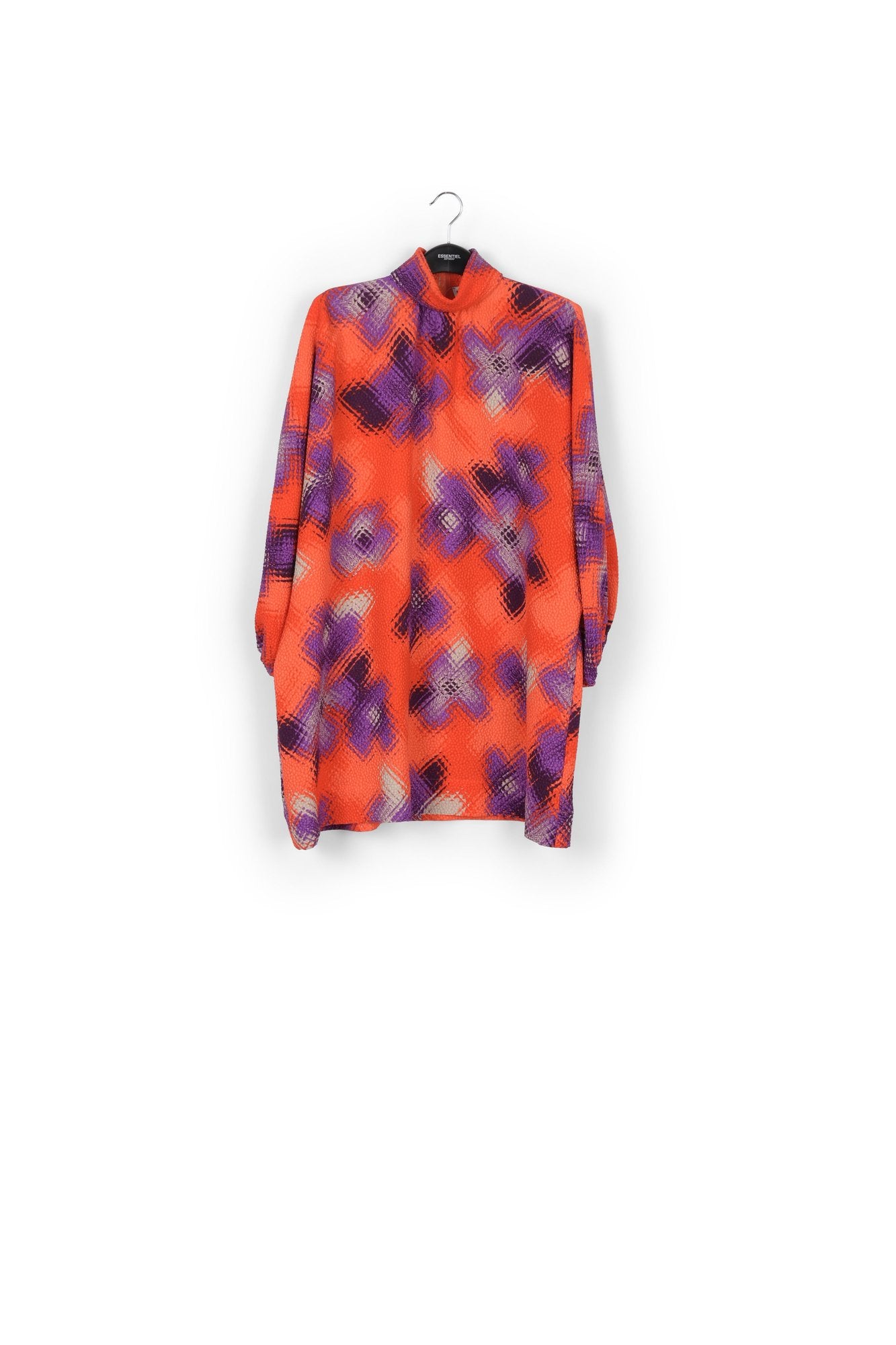 Orange, purple and off-white dress with stand-up collar RE—SSENTIEL | Essentiel second hand