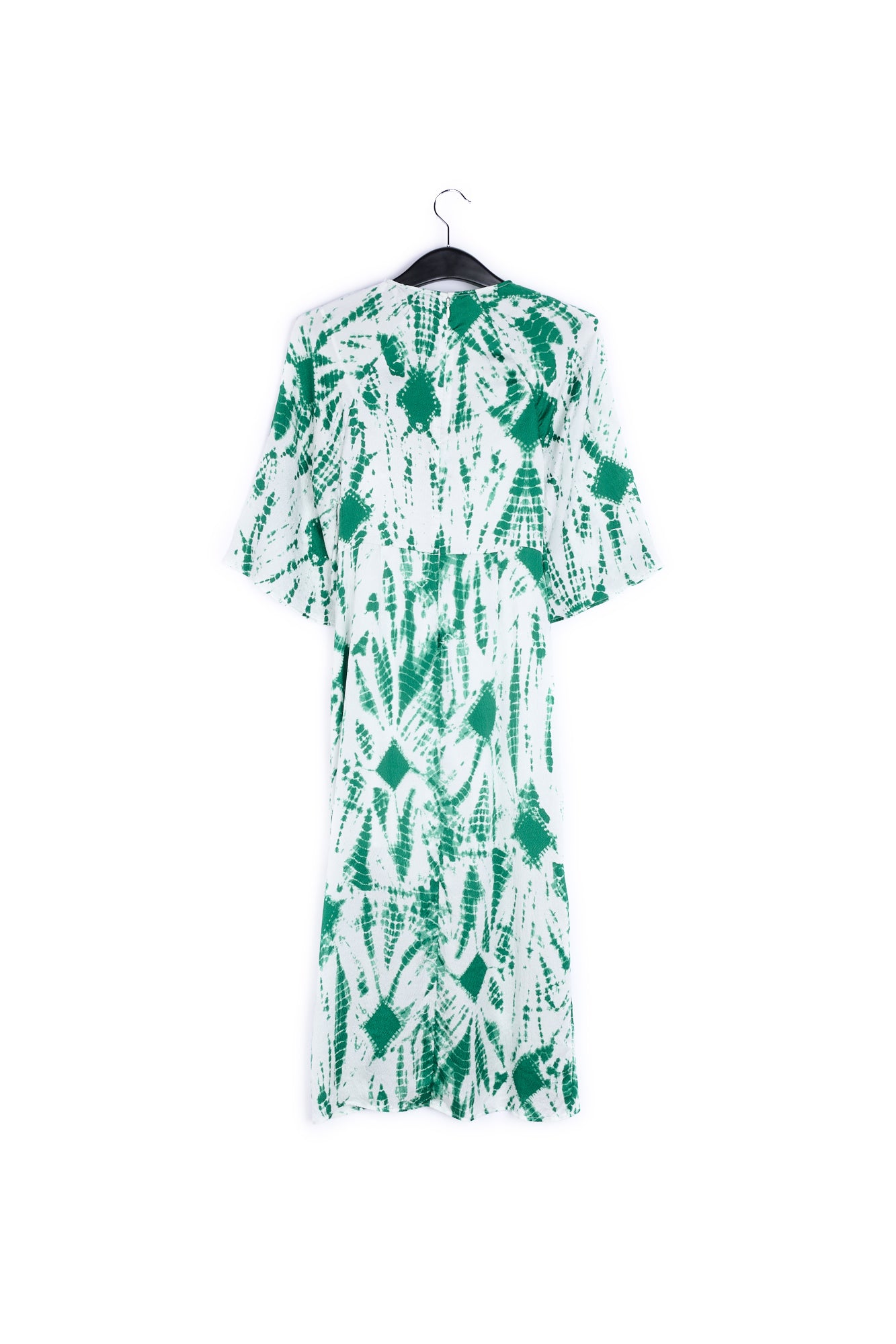 Robe midi en soie tie-dye blanc cassé et vert RE—SSENTIEL | Essentiel second hand