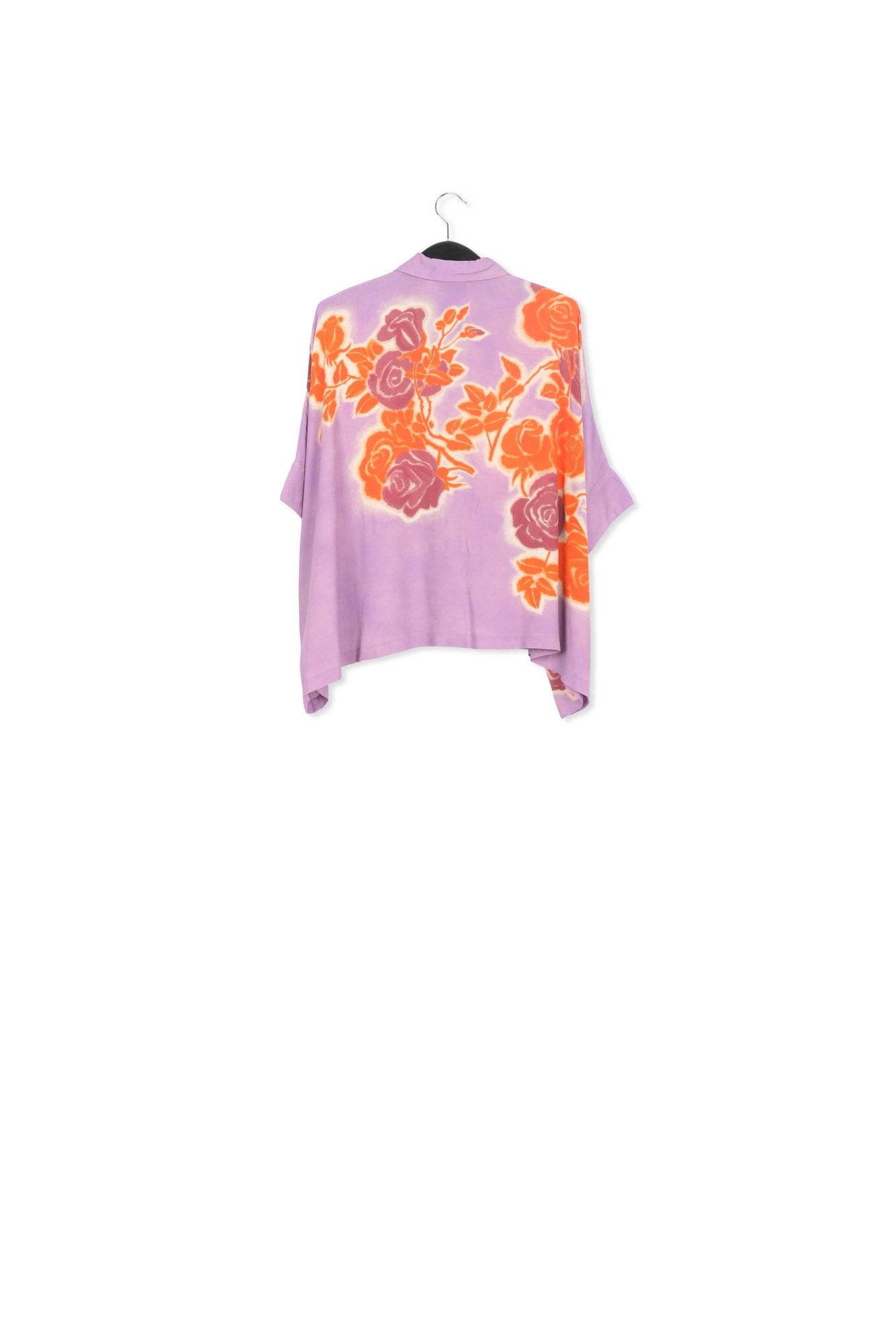 Lilac, orange and purple oversized shirt with floral print RE—SSENTIEL | Essentiel second hand