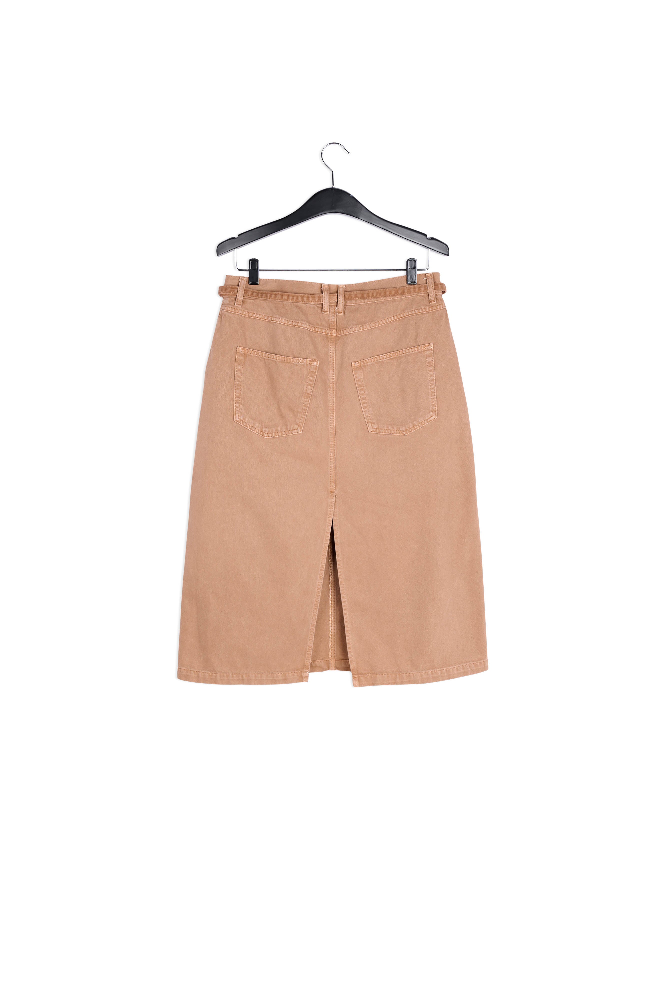 Brown high-waisted denim a-line skirt RE—SSENTIEL | Essentiel second hand