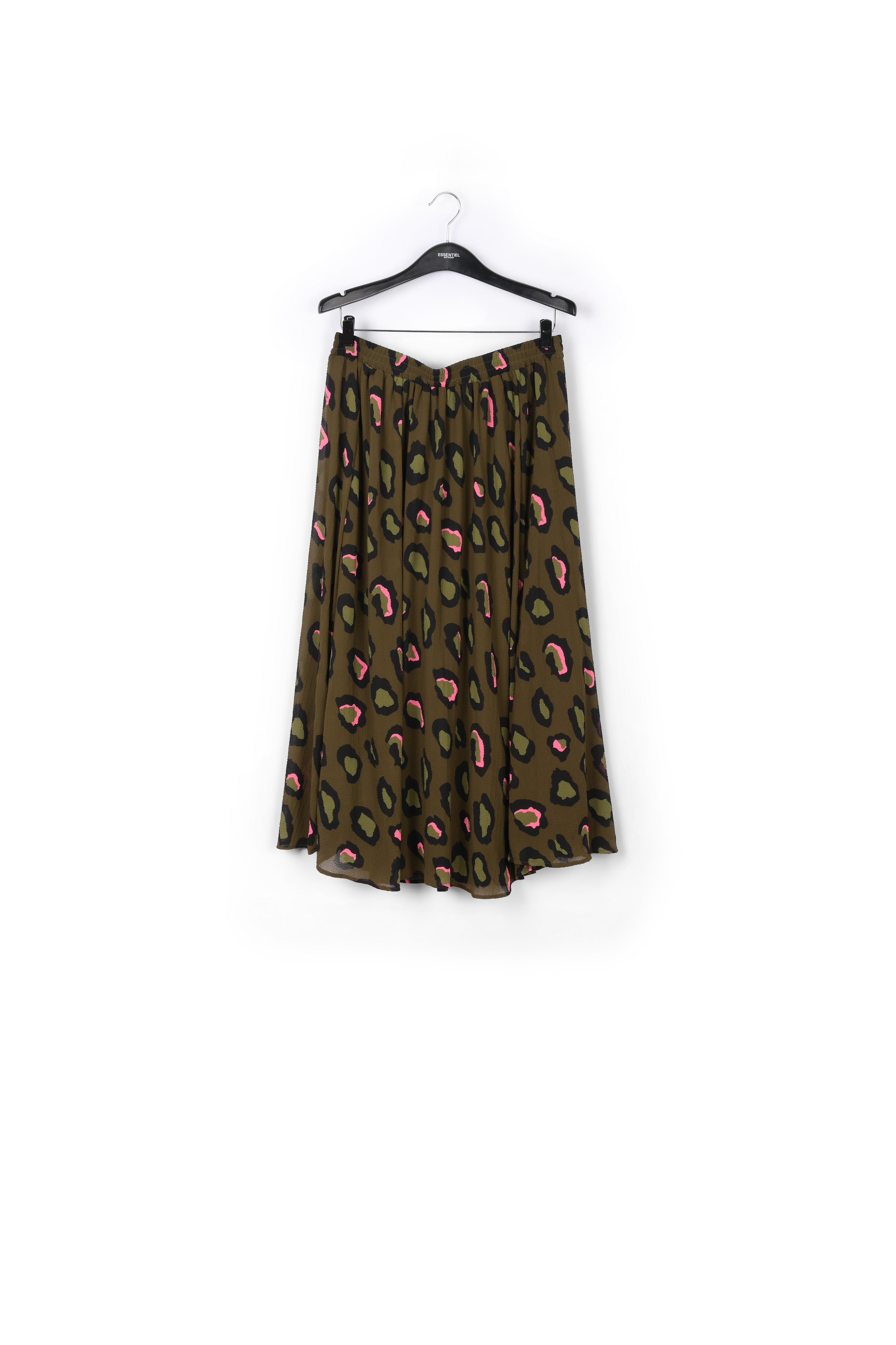 Kaki midirok met luipaardprint RE—SSENTIEL | Essentiel second hand