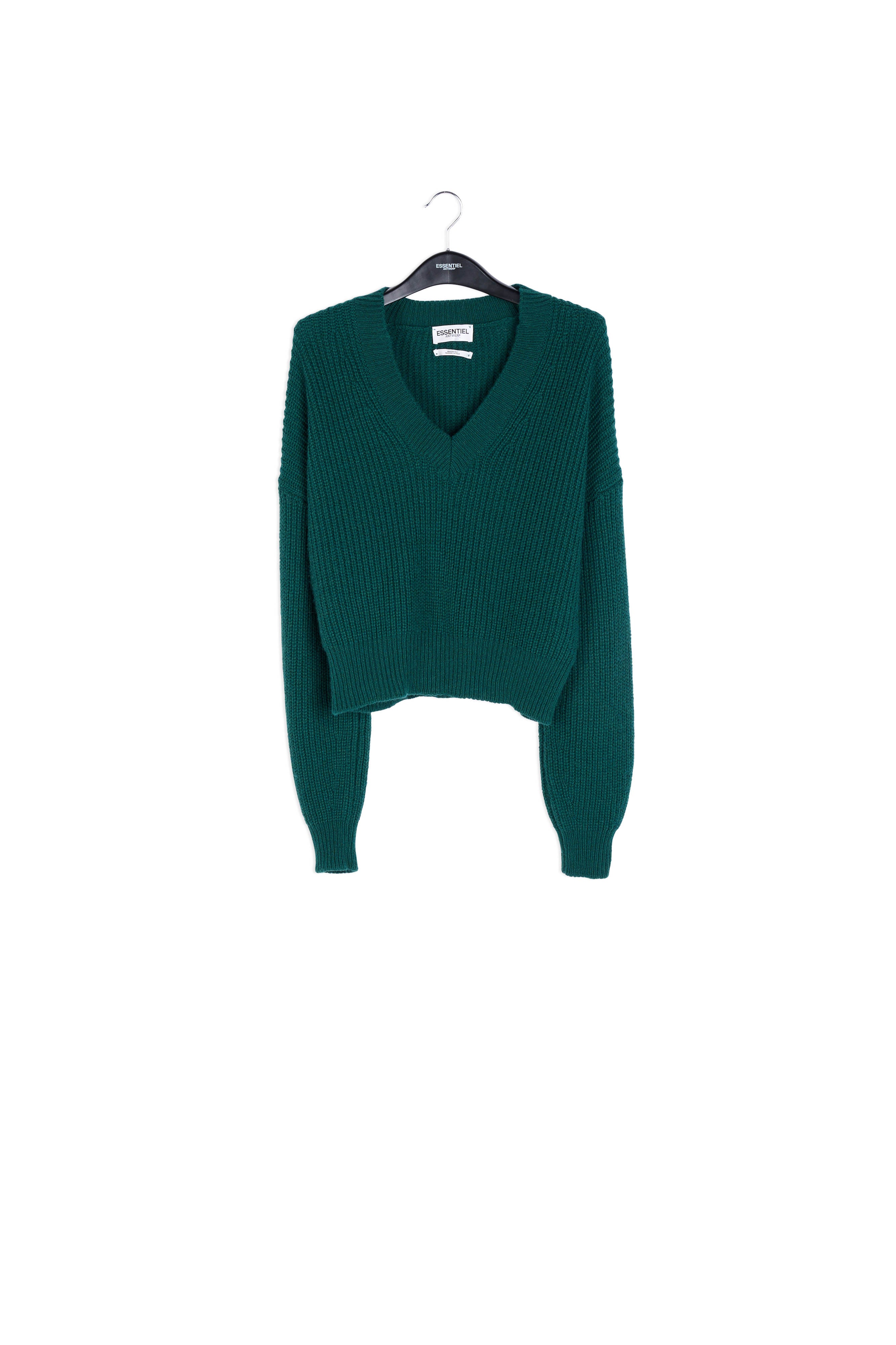 Pull vert foncé à épaulettes RE—SSENTIEL | Essentiel second hand