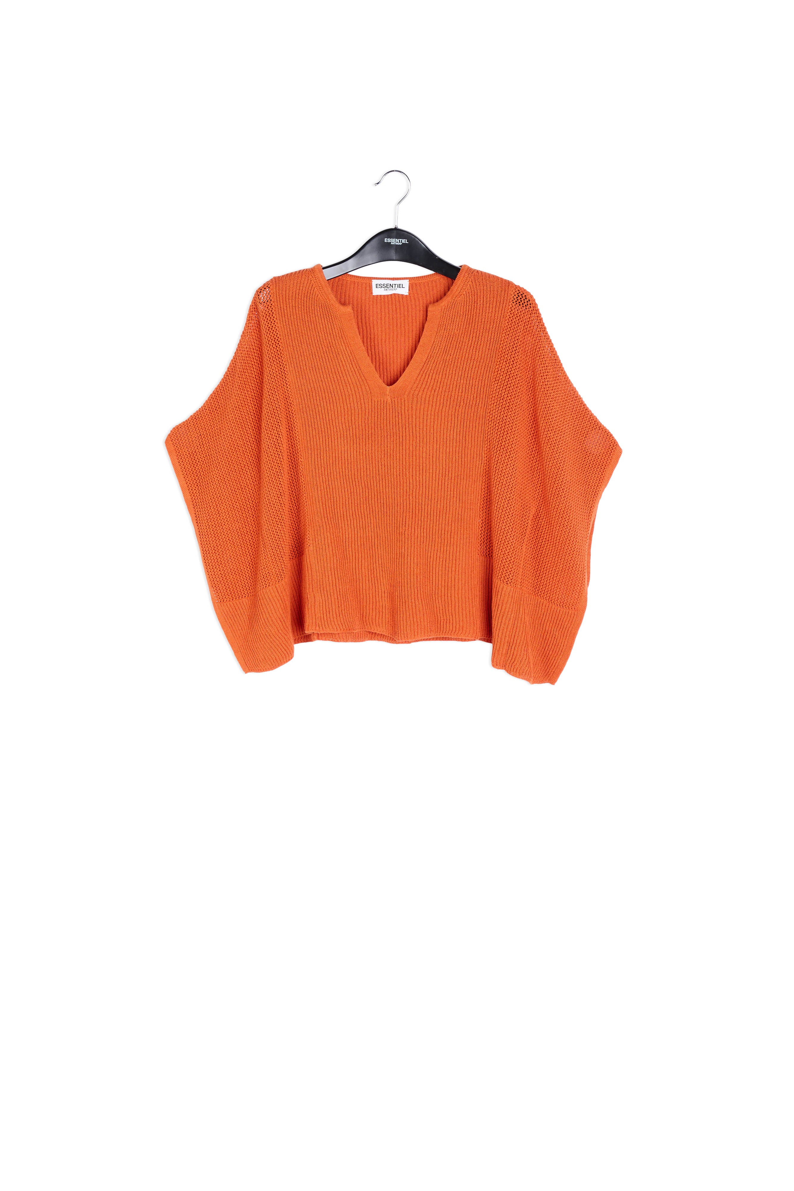 Top en tricot orange à coupe carrée RE—SSENTIEL | Essentiel second hand