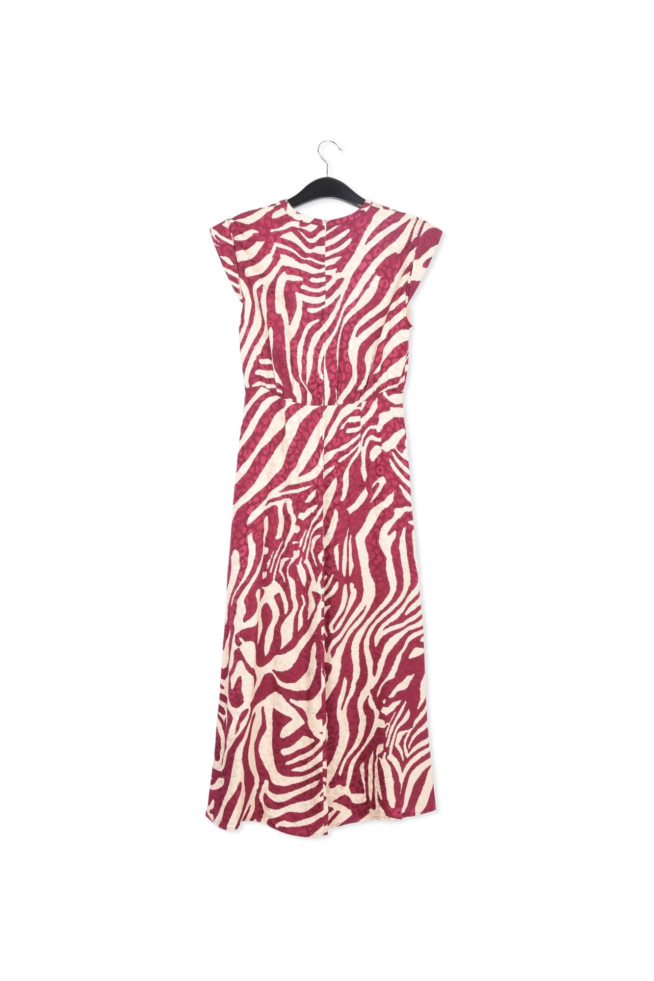 Burgundy and ecru zebra-print midi dress RE—SSENTIEL | Essentiel second hand