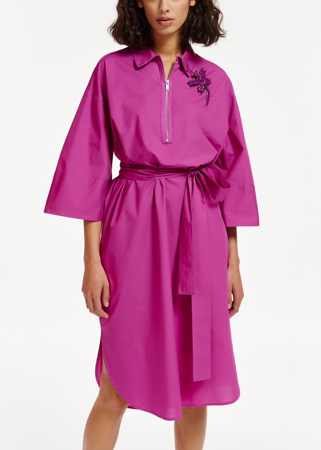 Robe chemise en popeline de coton violet RE—SSENTIEL | Essentiel second hand