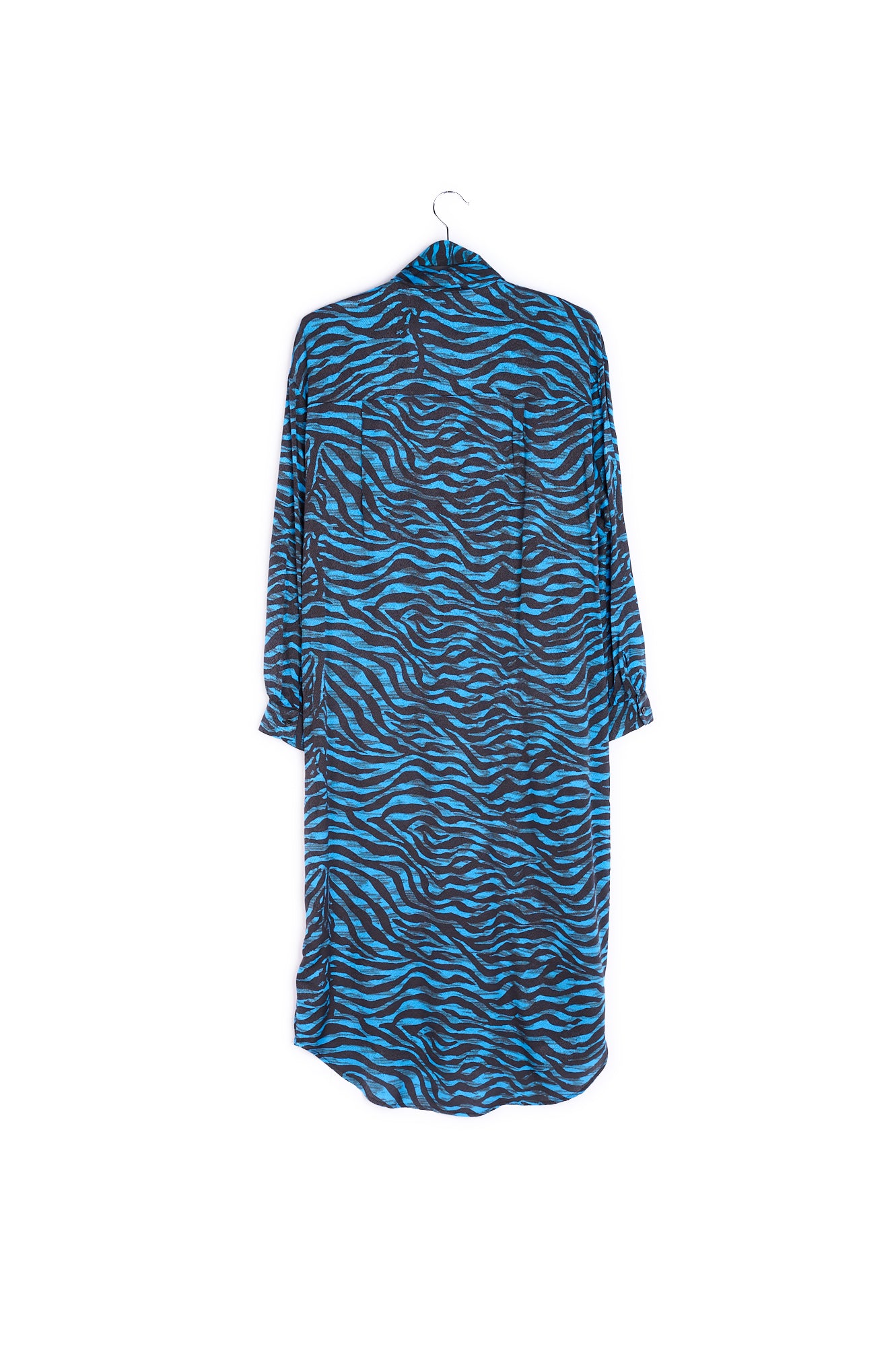Black and blue zebra print midi shirt dress RE—SSENTIEL | Essentiel second hand
