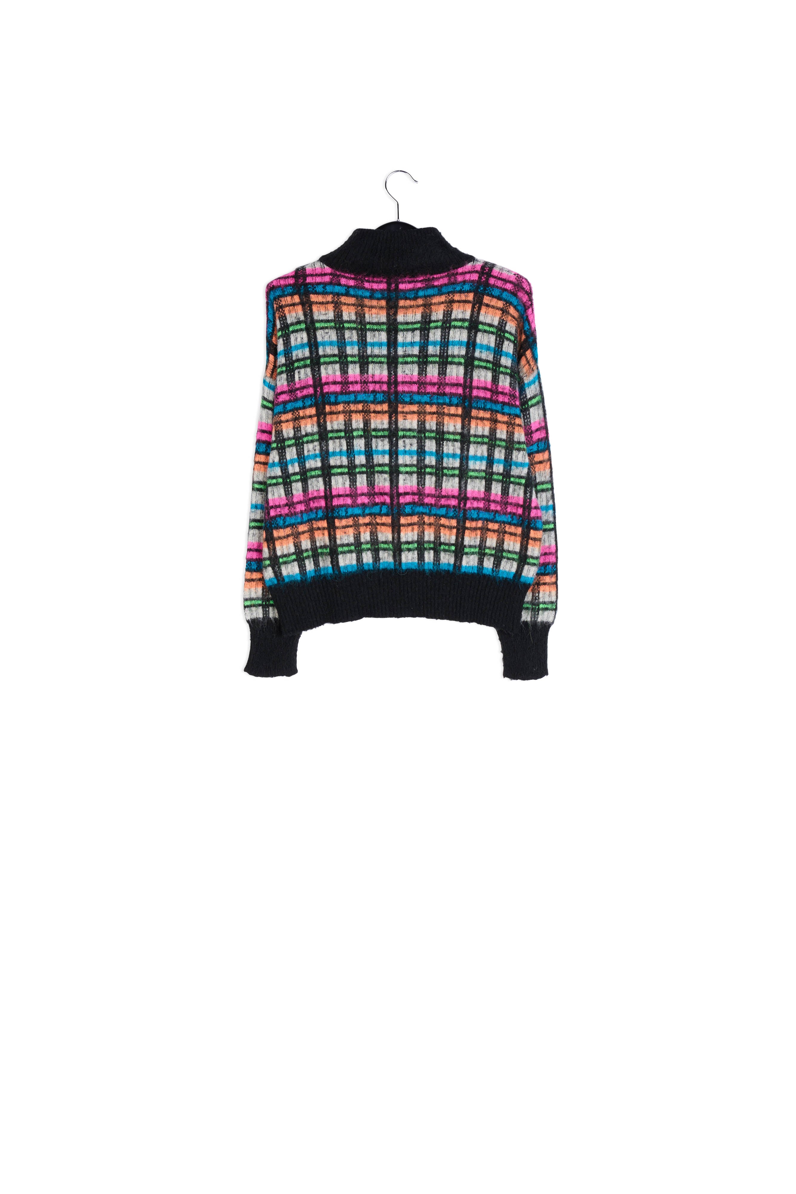 Black, white and fuschia brushed knitted sweater RE—SSENTIEL | Essentiel second hand