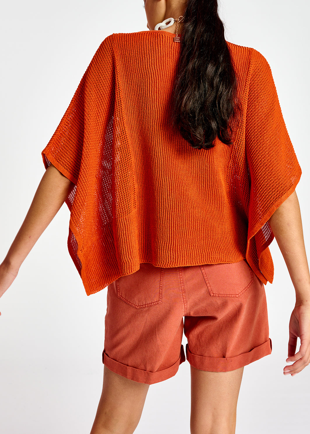Top en tricot orange à coupe carrée RE—SSENTIEL | Essentiel second hand