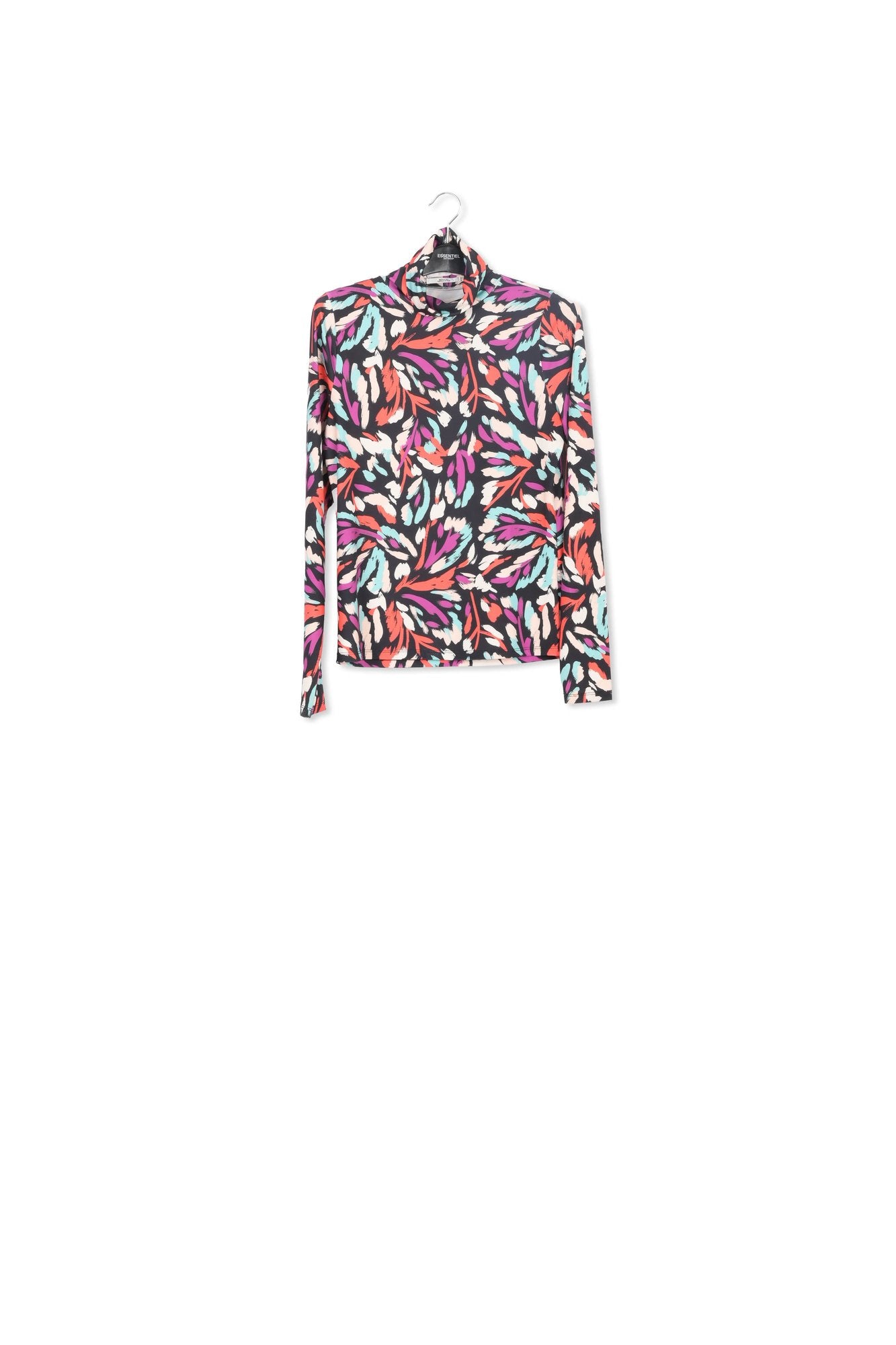 Top à  col roulé et imprimé noir, rouge corail et pourpre RE—SSENTIEL | Essentiel second hand