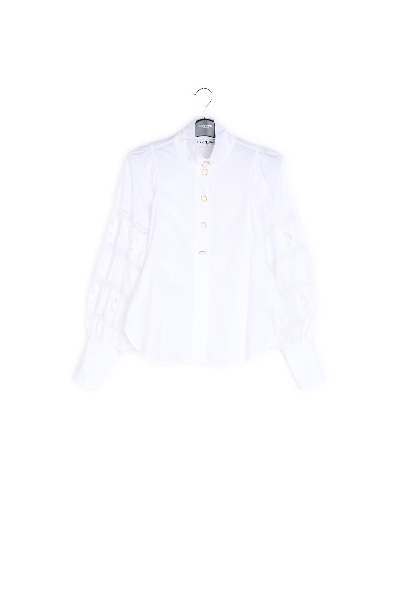 White baloon sleeves cotton and lace shirt RE—SSENTIEL | Essentiel second hand