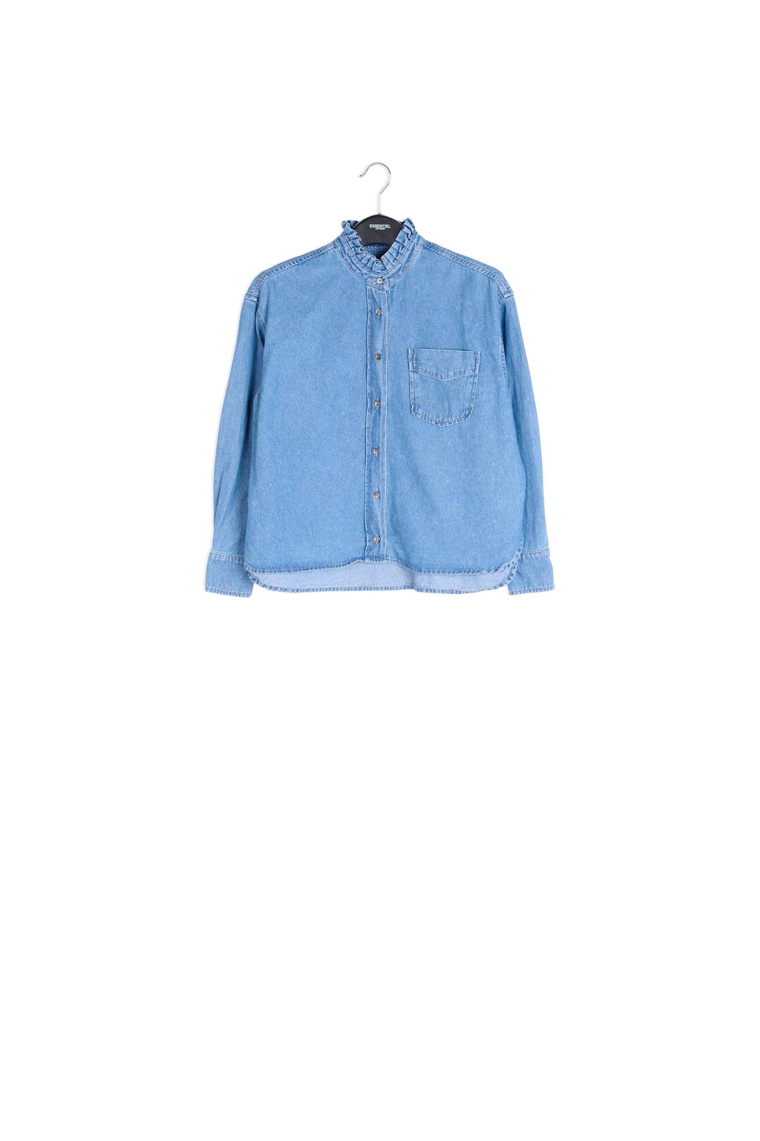 Blue denim shirt with frilled collar RE—SSENTIEL | Essentiel second hand