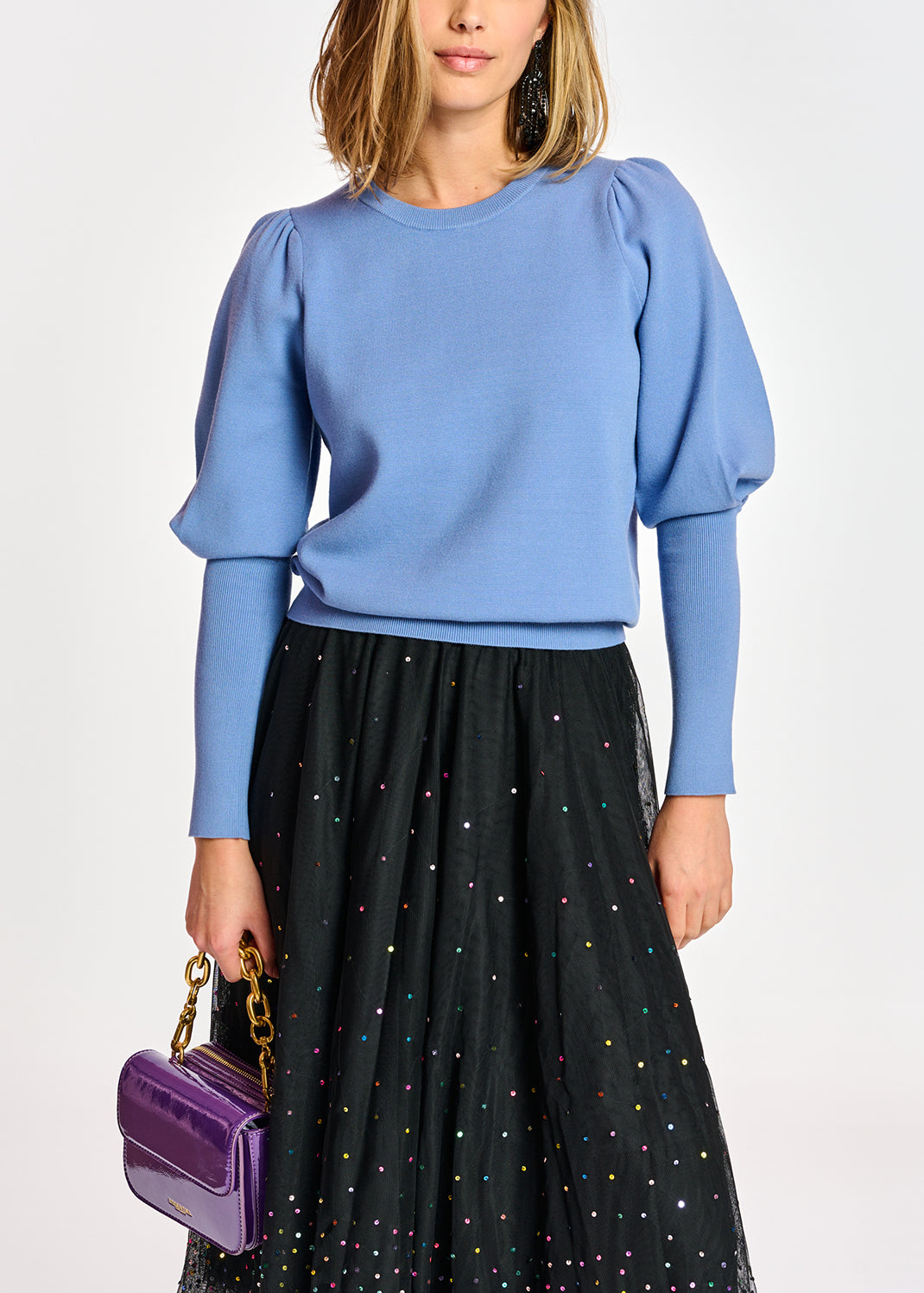 Pull bleu aux épaules bouffantes RE—SSENTIEL | Essentiel second hand