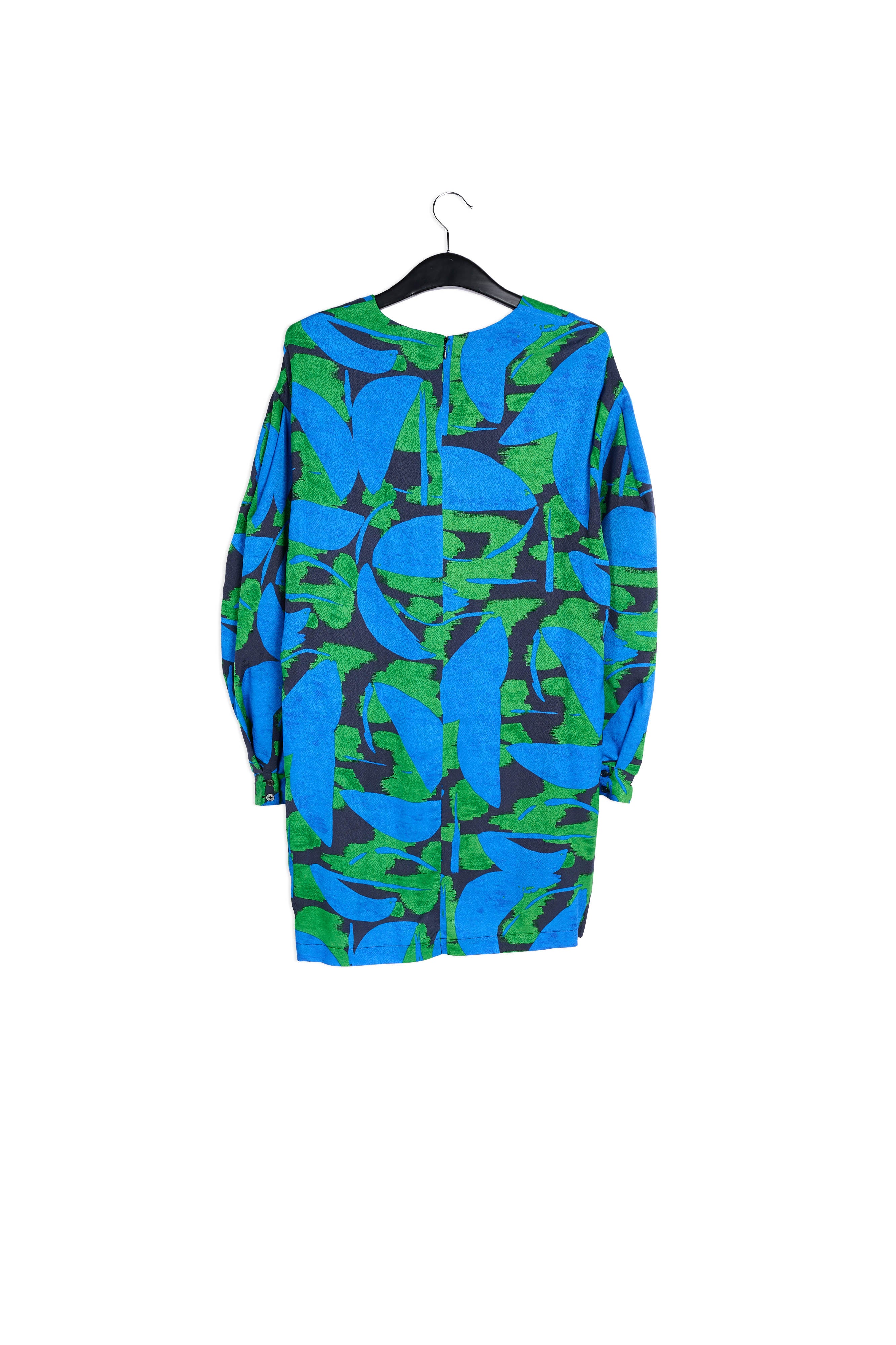 Blue, green and black printed mini dress RE—SSENTIEL | Essentiel second hand