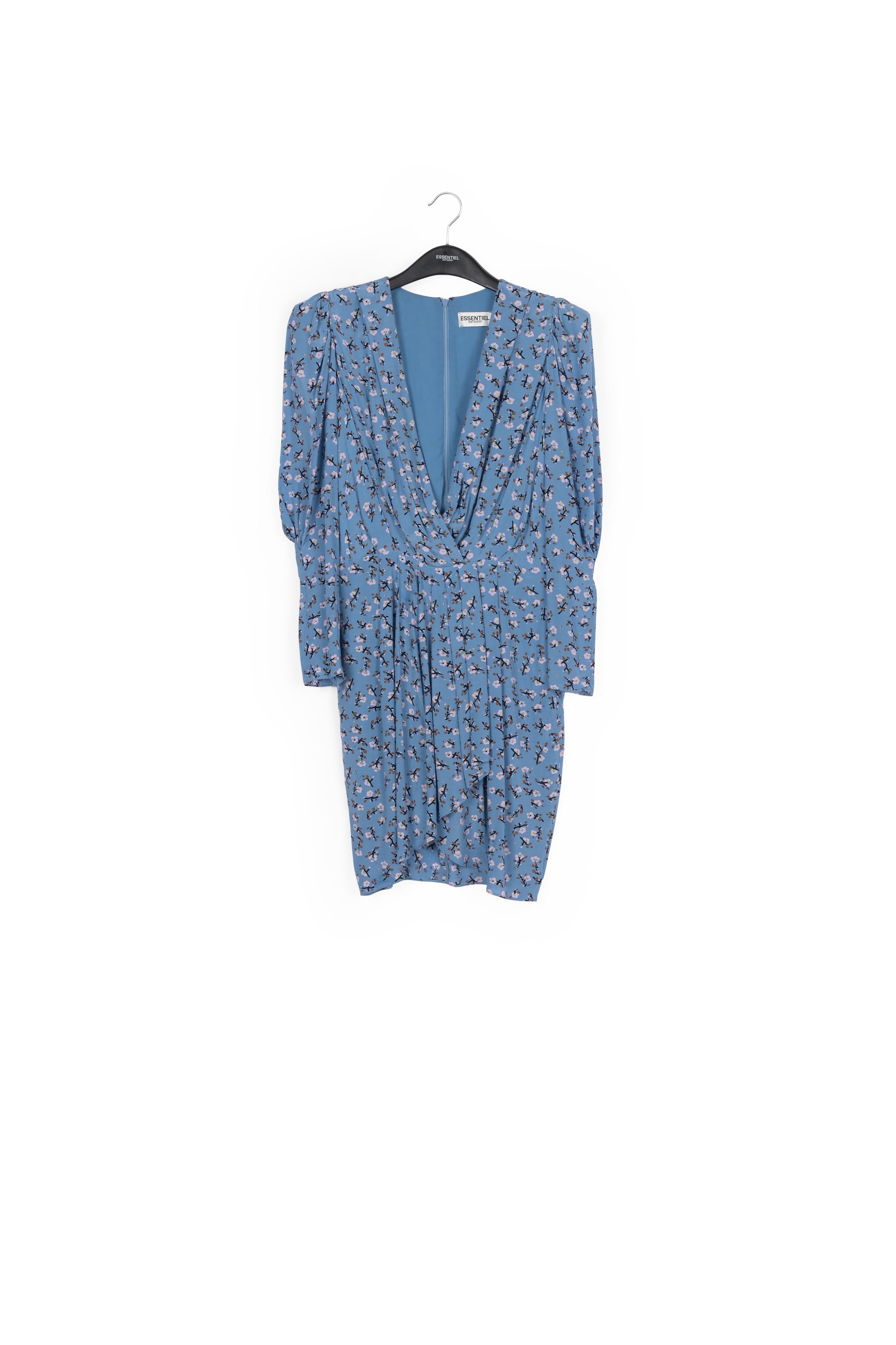 Blue floral-print mini wrap dress RE—SSENTIEL | Essentiel second hand