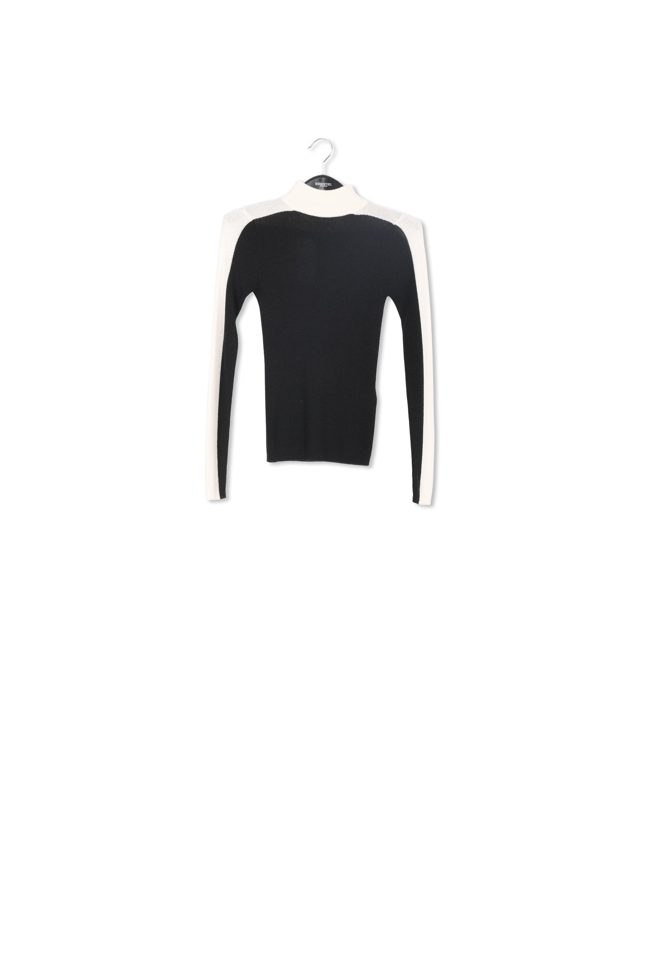Black and off-white two-tone turtleneck knit sweater RE—SSENTIEL | Essentiel second hand