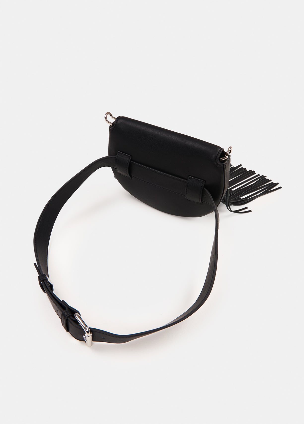 Black fringed shoulder belt bag RE—SSENTIEL | Essentiel second hand